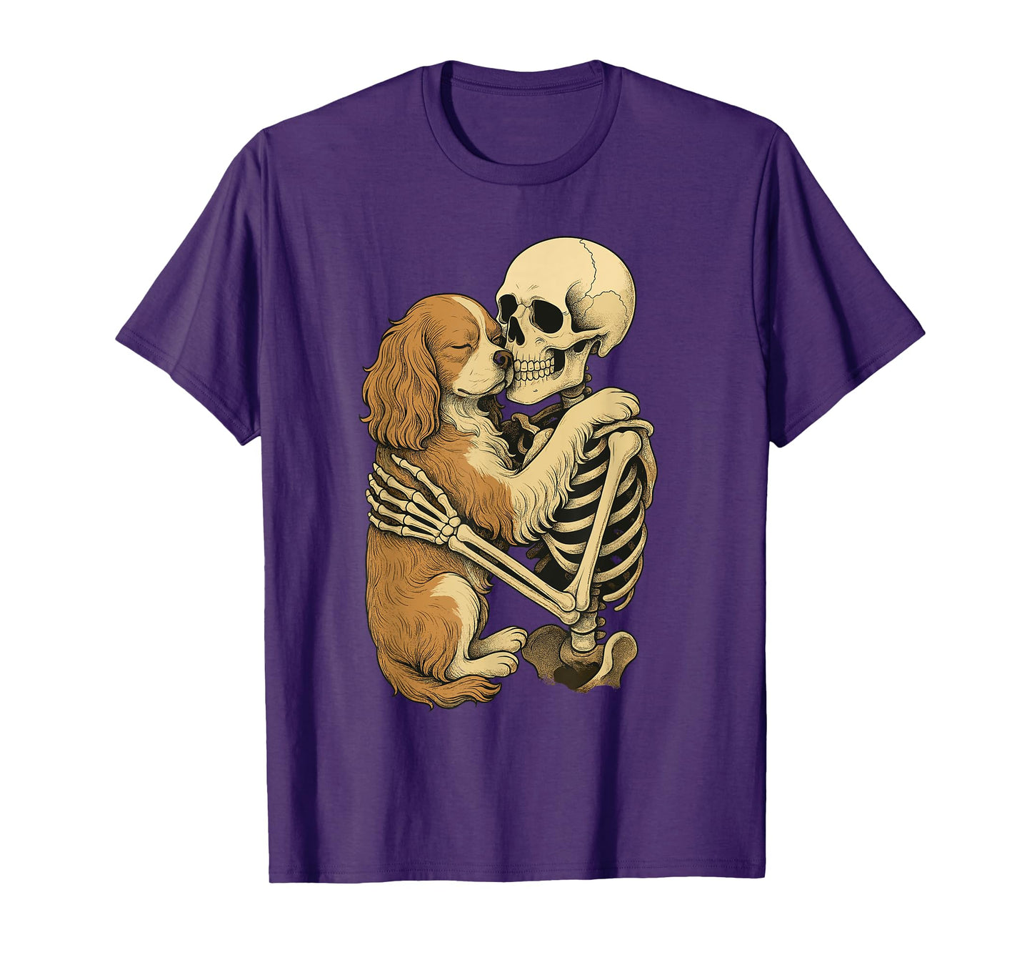 Skeleton Hugging Cavalier King Charles Spaniel T-Shirt