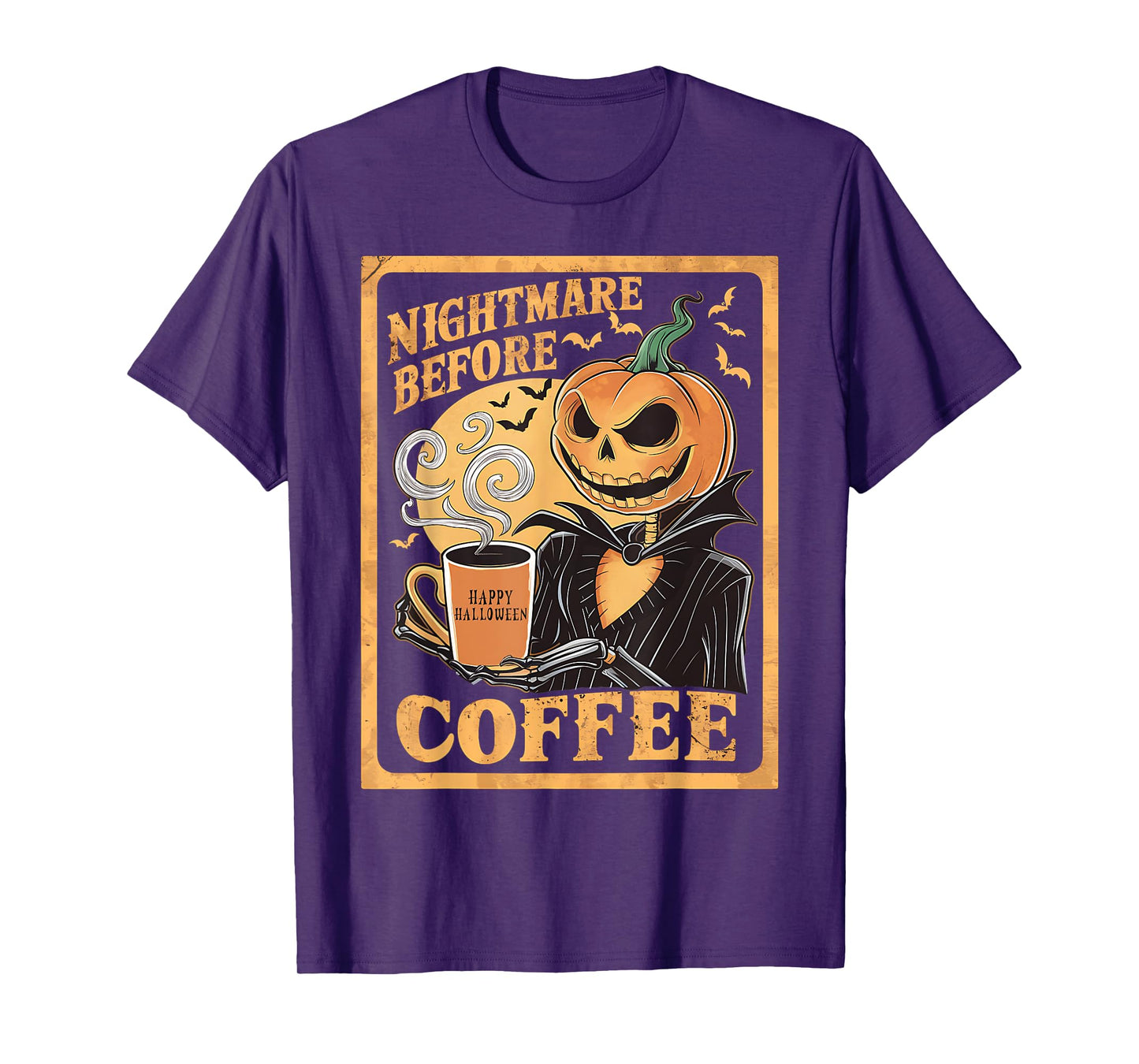 Nightmare Before Coffee Christmas Skeleton Funny Halloween T-Shirt
