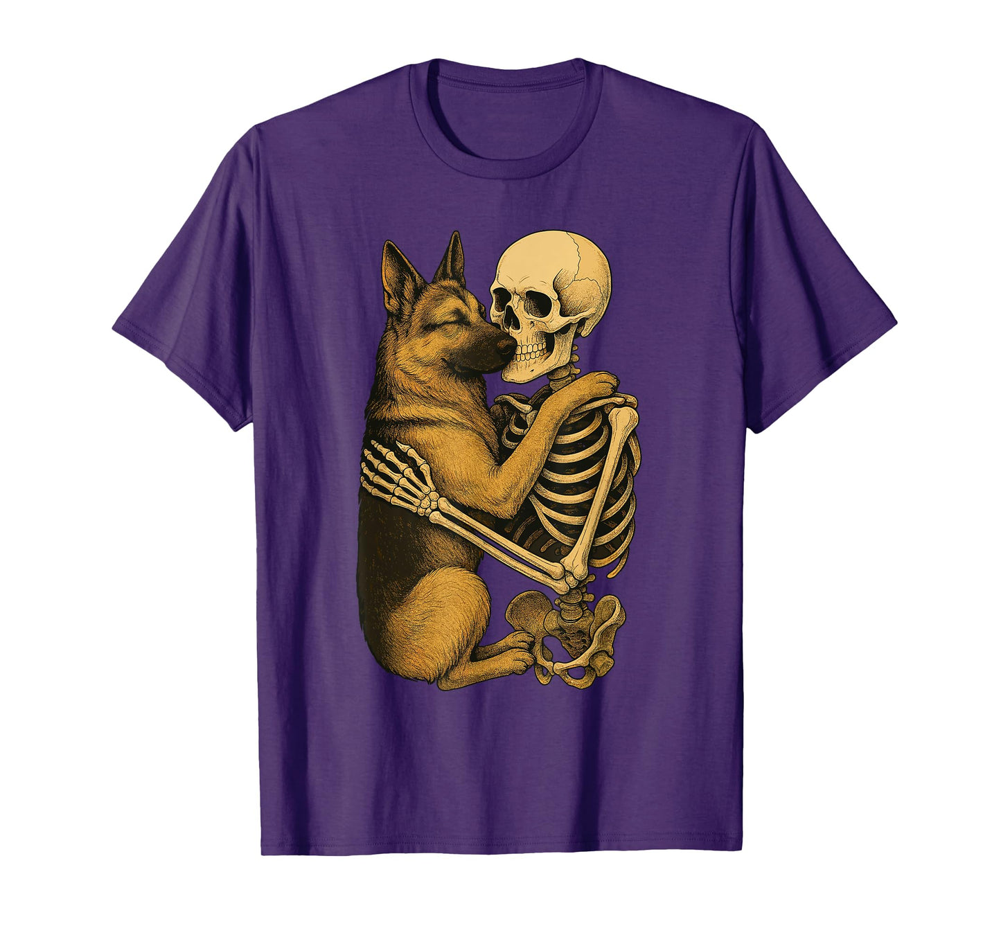 Skeleton Hugging German Shepherd T-Shirt