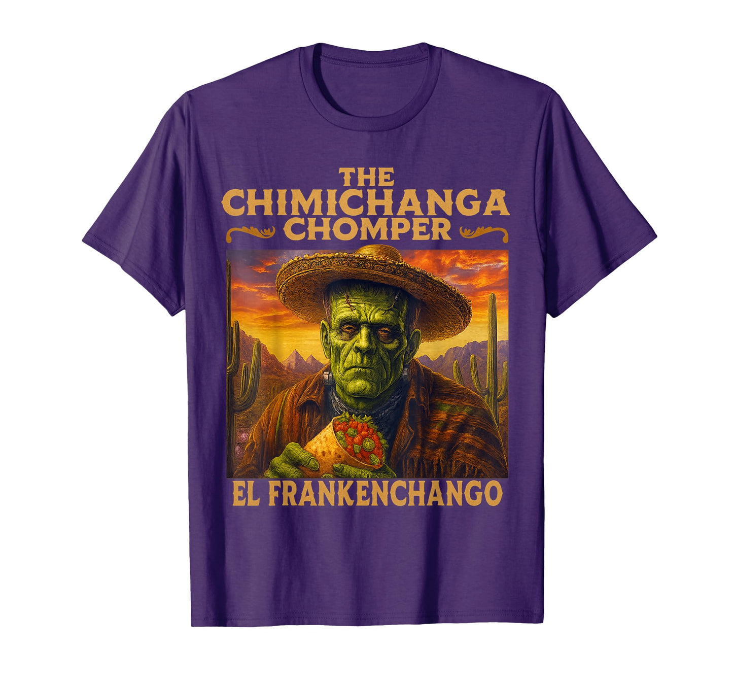 Funny Halloween Frankenstein Tacos The Chimichanga Chomper T-Shirt