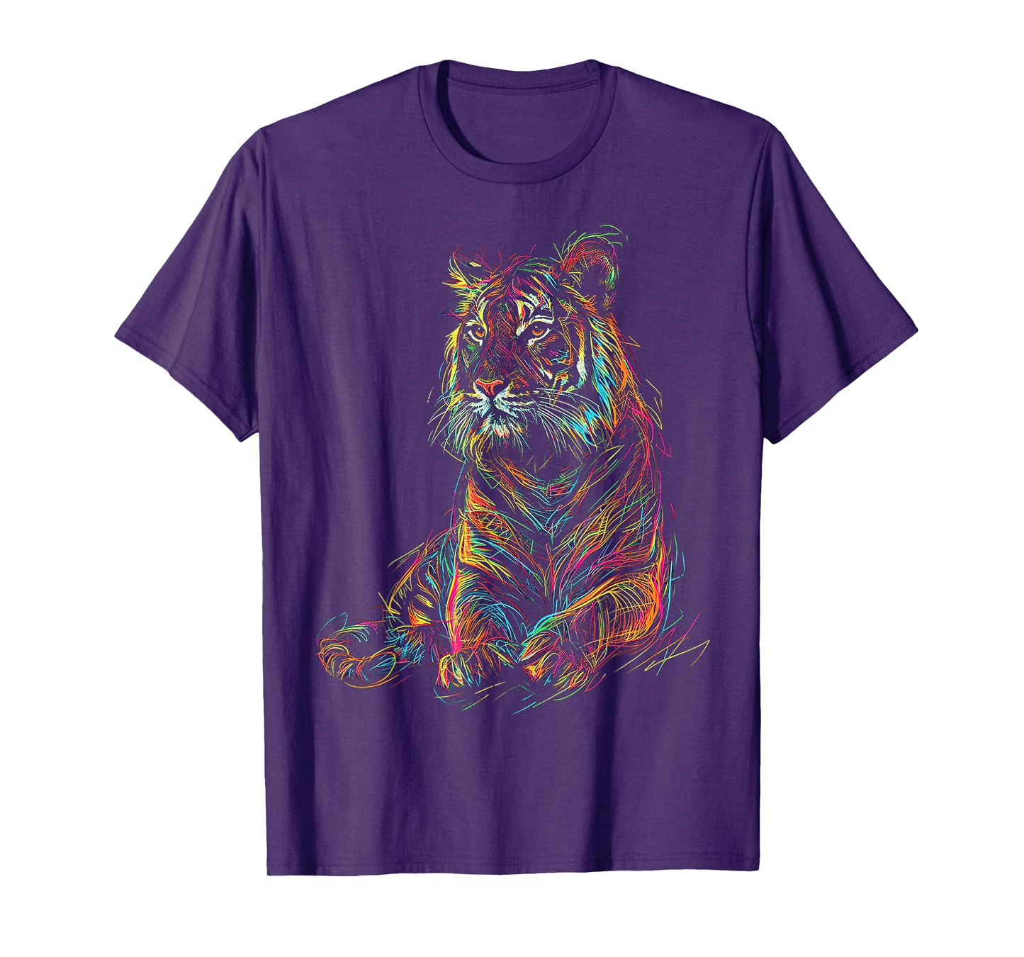 Tiger Colorful Drawing Animal Graphic Abstract Art Tiger T-Shirt