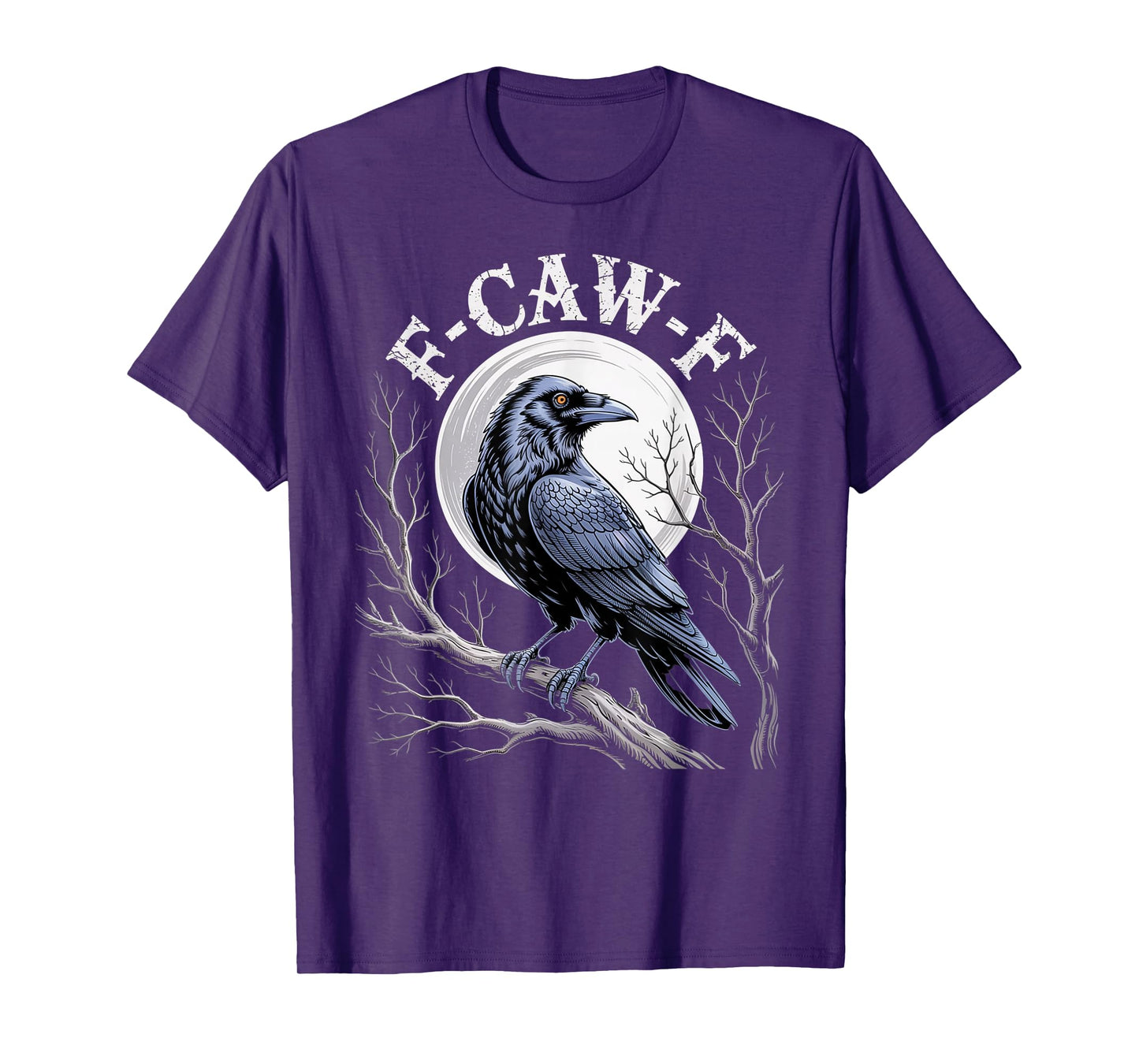 Black Crow F-Caw-F Funny Bird Moon Gothic Adult Humor T-Shirt