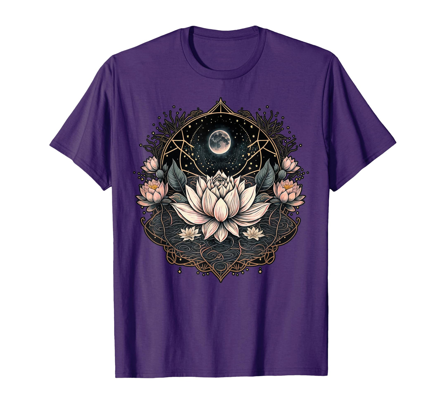 Moon Yoga Meditation Lotus Flower on Celestial Lunar Lotus T-Shirt