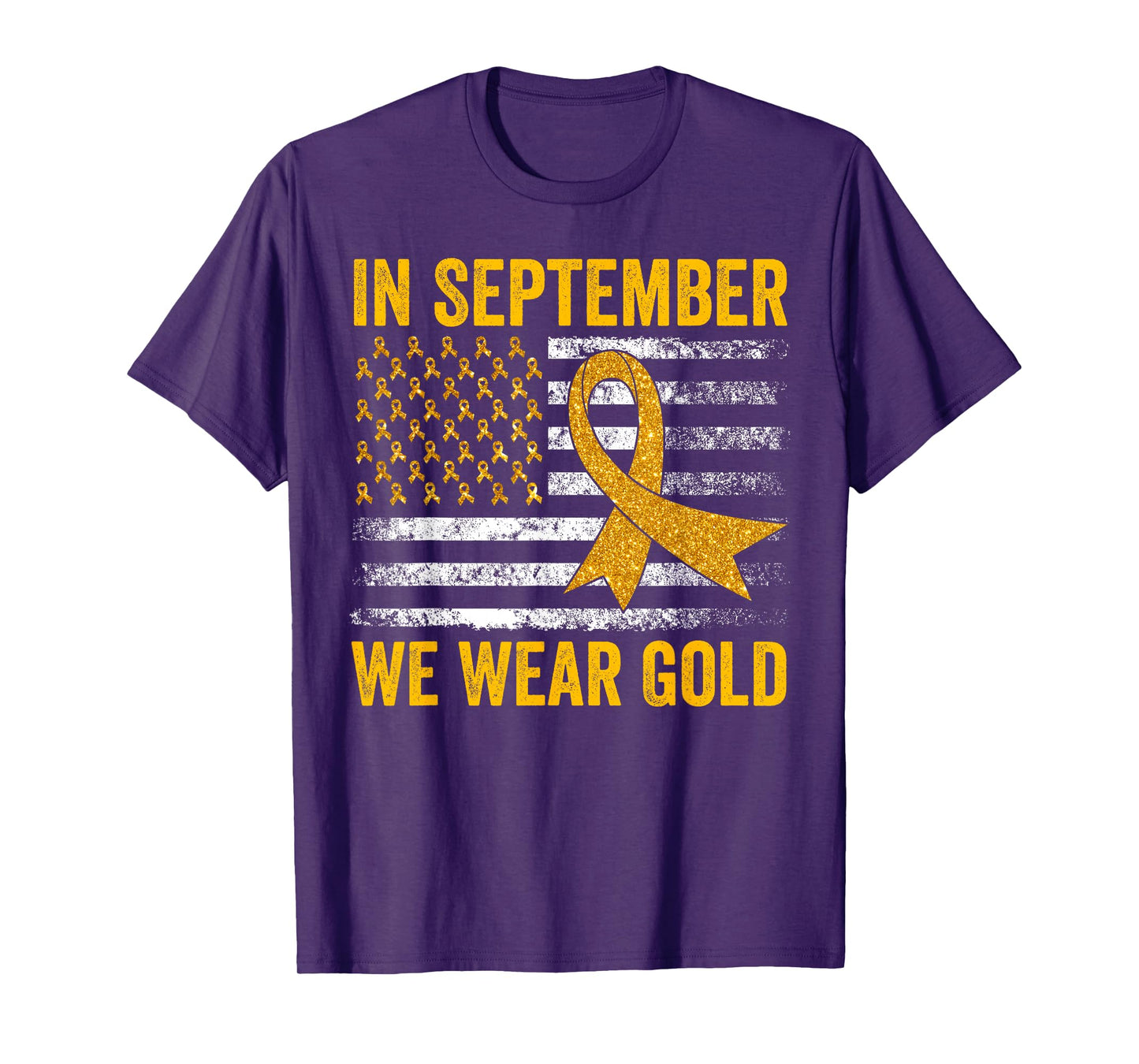 In September We Wear Gold Childhood Cancer Awareness Flag T-Shirt
