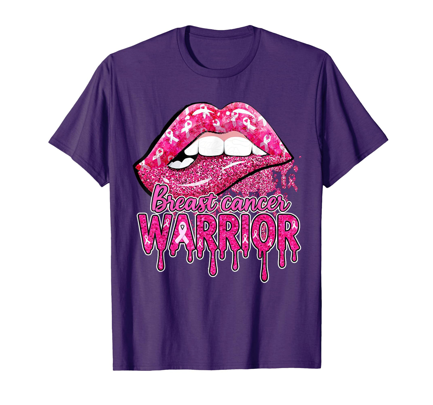 Breast Cancer Warrior Drip Lip Awareness For Men Women T-Shirt