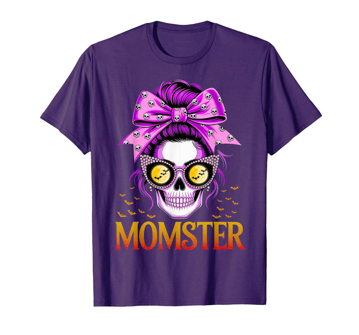 Momster Halloween Costume Skeleton Messy Bun Mother Coffee T-Shirt