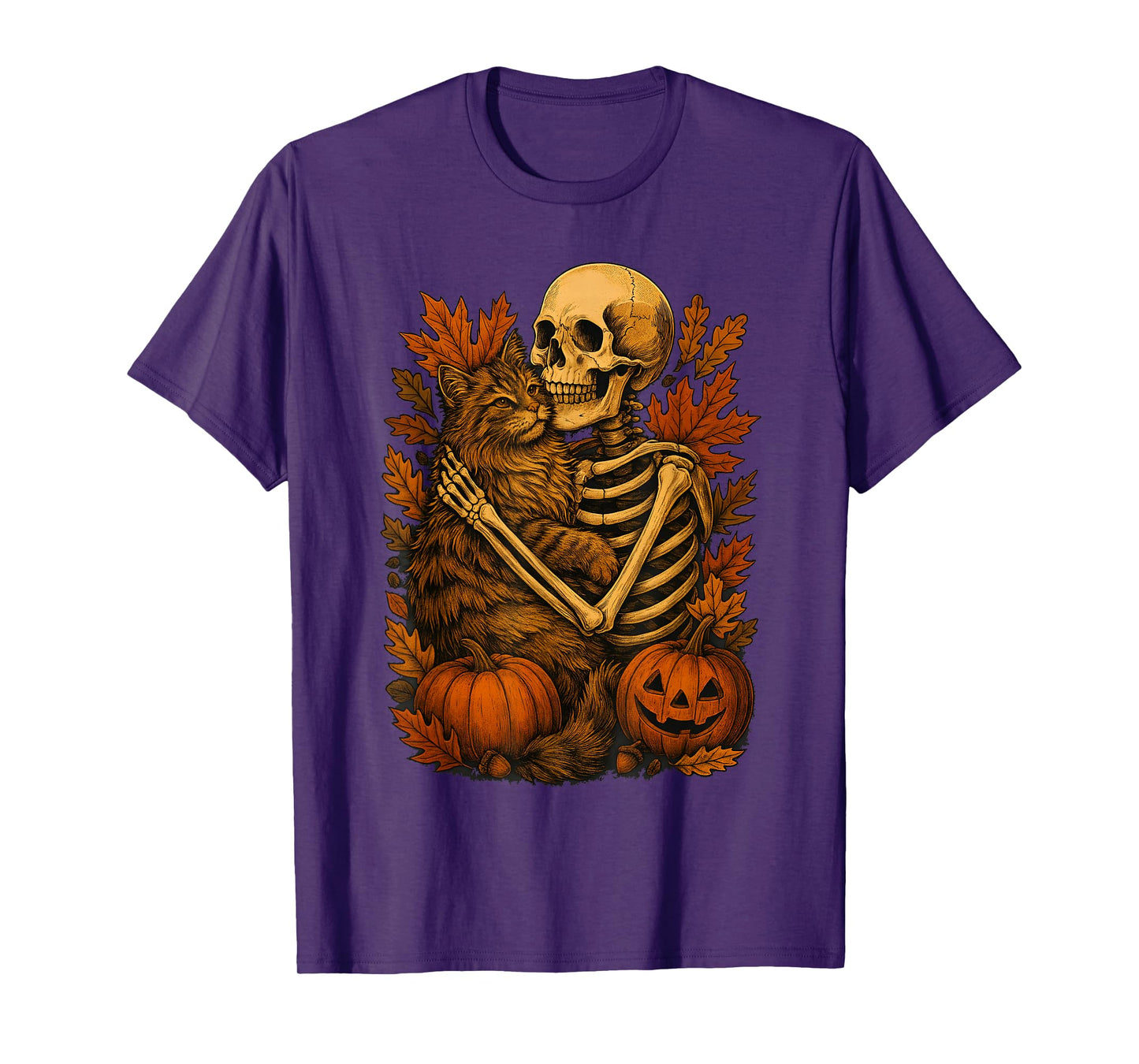 Skeleton Hugging Maine Coon T-Shirt