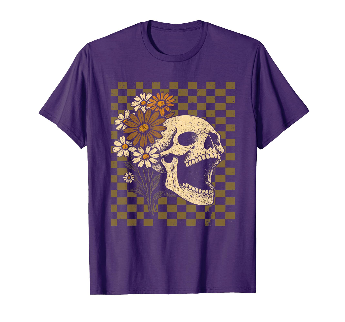 Floral Skeleton Shirt, Screaming Skull T-Shirt Halloween Tee T-Shirt