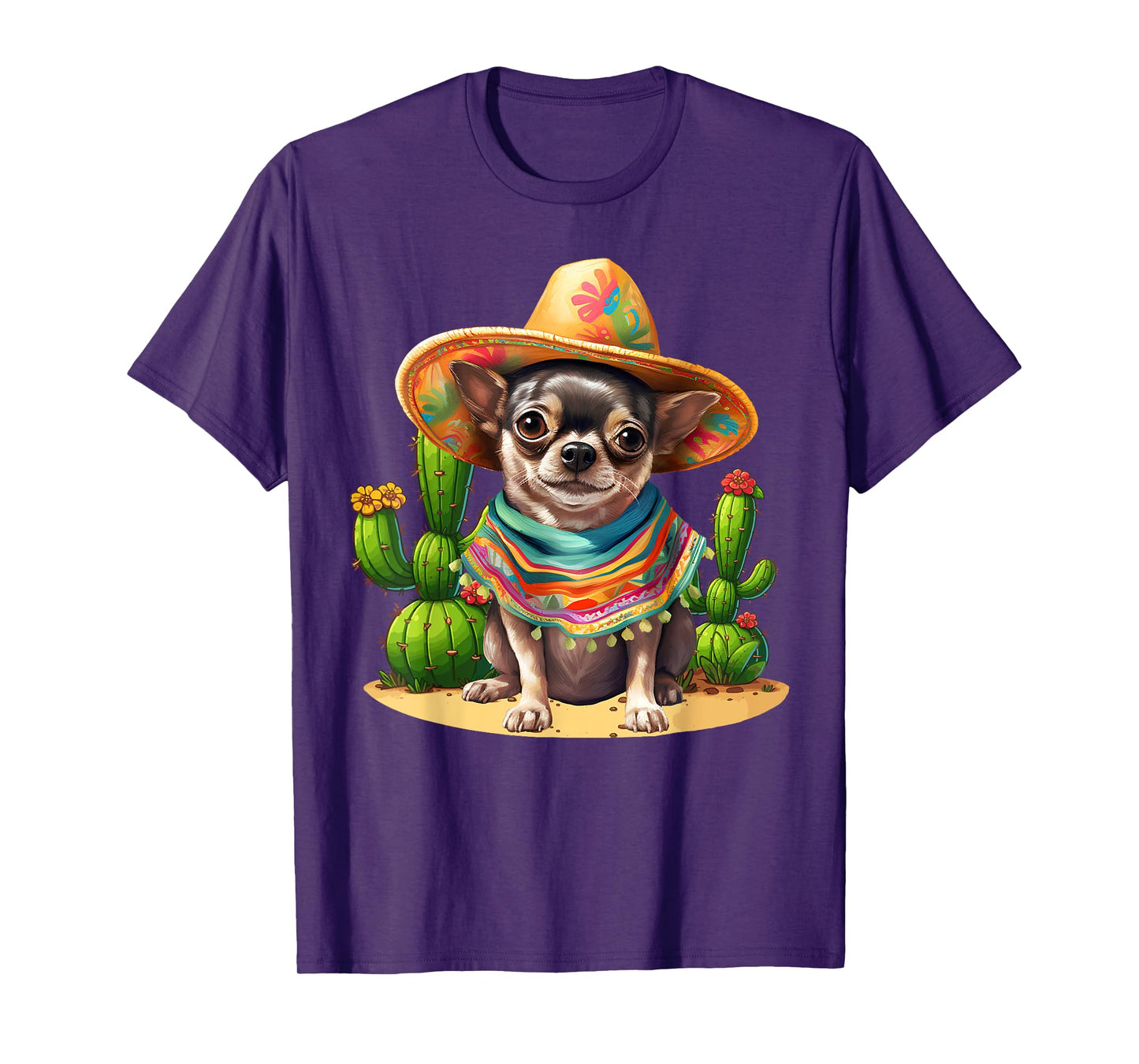 Chihuahua Dog & Sombrero Hat Mexican Fiesta Cinco De Mayo T-Shirt for Men Women