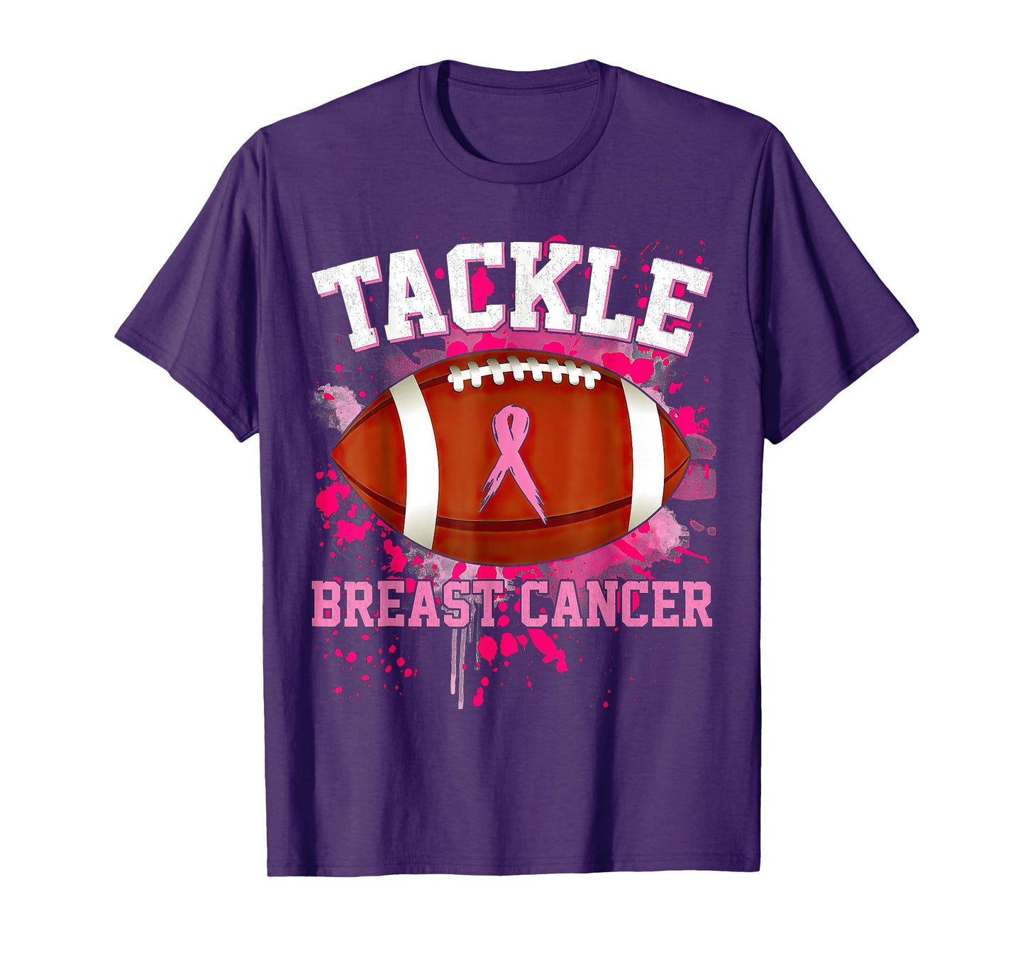 Tackle Football Pink Ribbon Breast Cancer Awareness T-Shirt