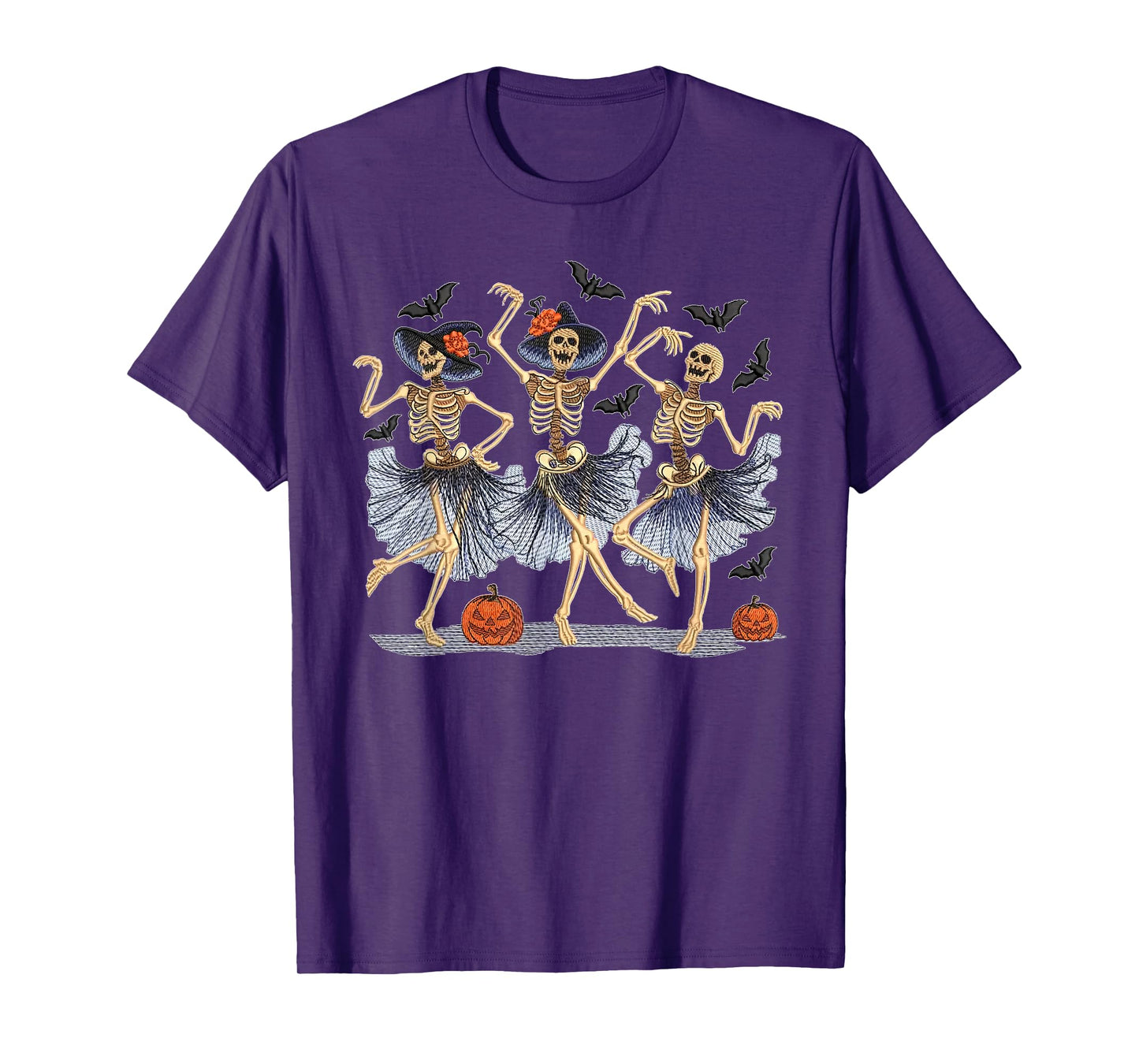 Dancing Skeleton Wearing Dress Spooky Halloween Dancer T-Shirt