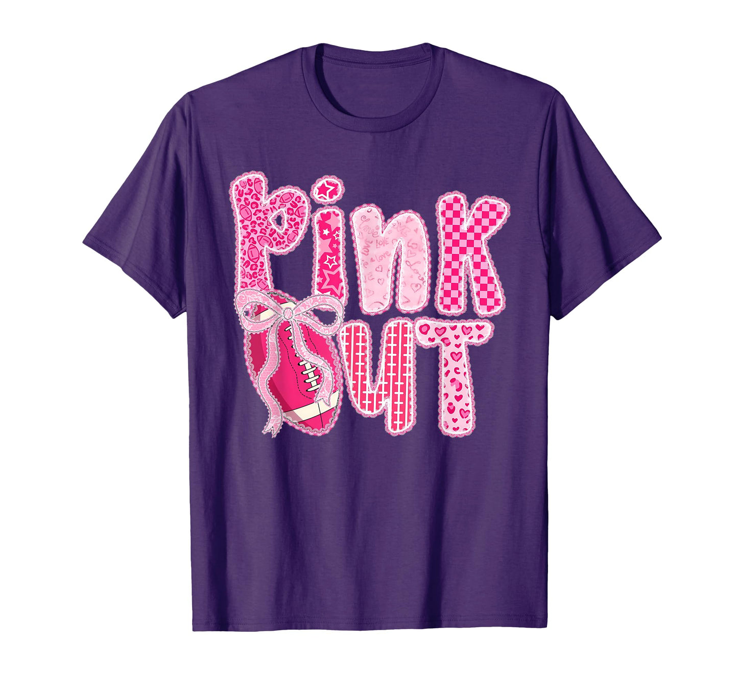 Pink Out Ribbon American Football Breast Cancer Awareness T-Shirt