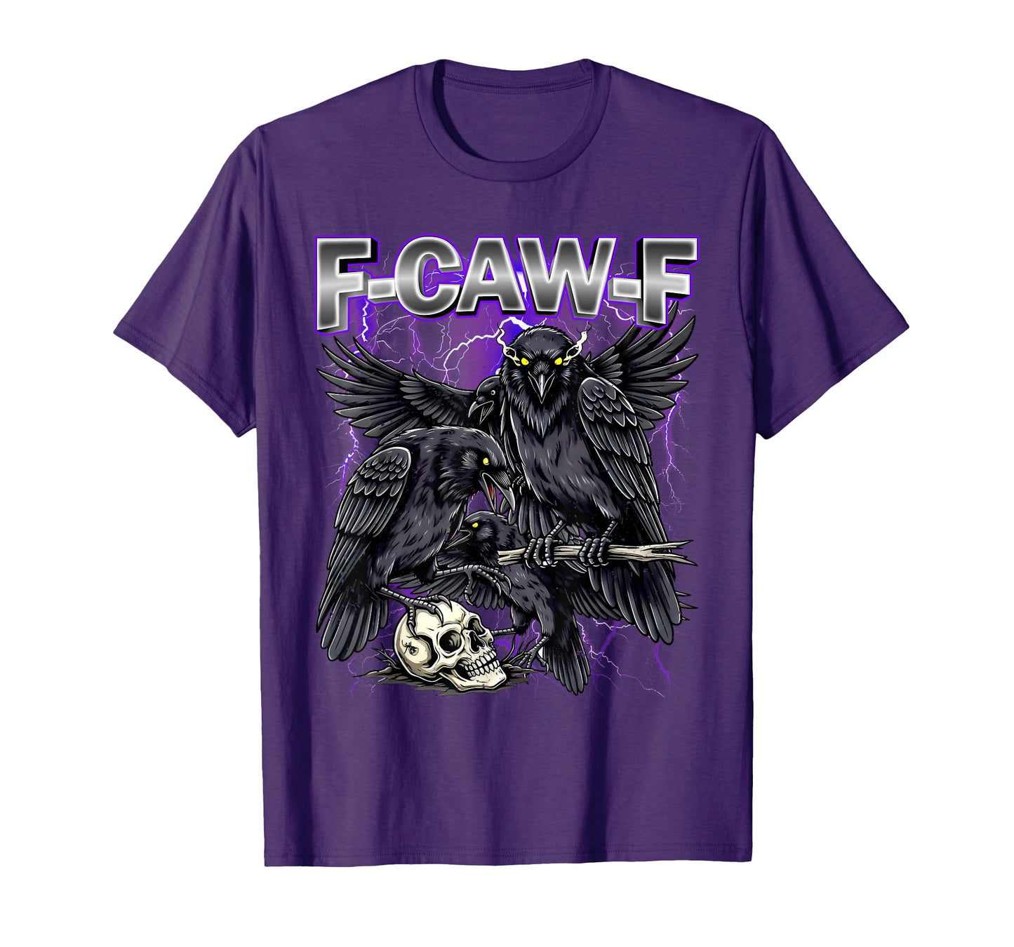 Funny Crow F-CAW-F Graphic Gothic Black Raven Moon Halloween T-Shirt