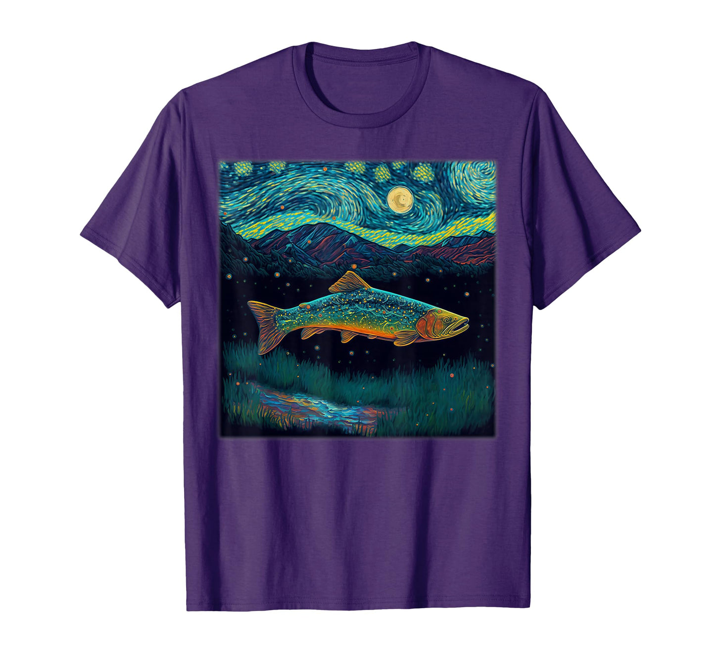 Surrealism Starry Night Brook Trout T-Shirt