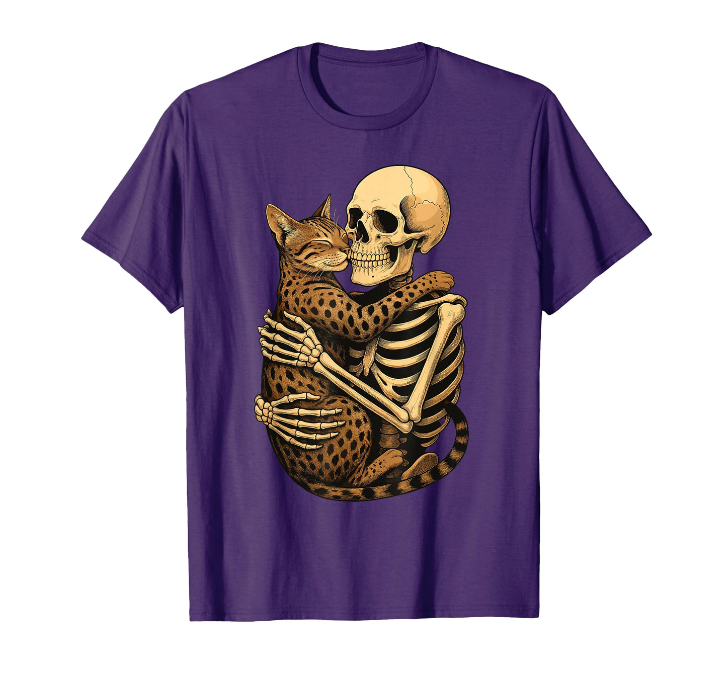 Skeleton Hugging Savannah Cat T-Shirt