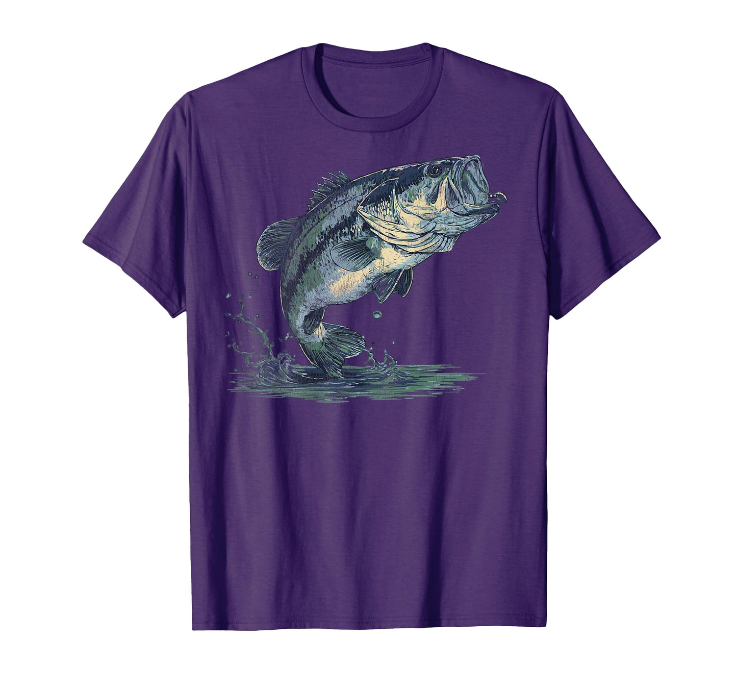 Fishing Distressed Bass Fish (Design on Back) T-Shirt