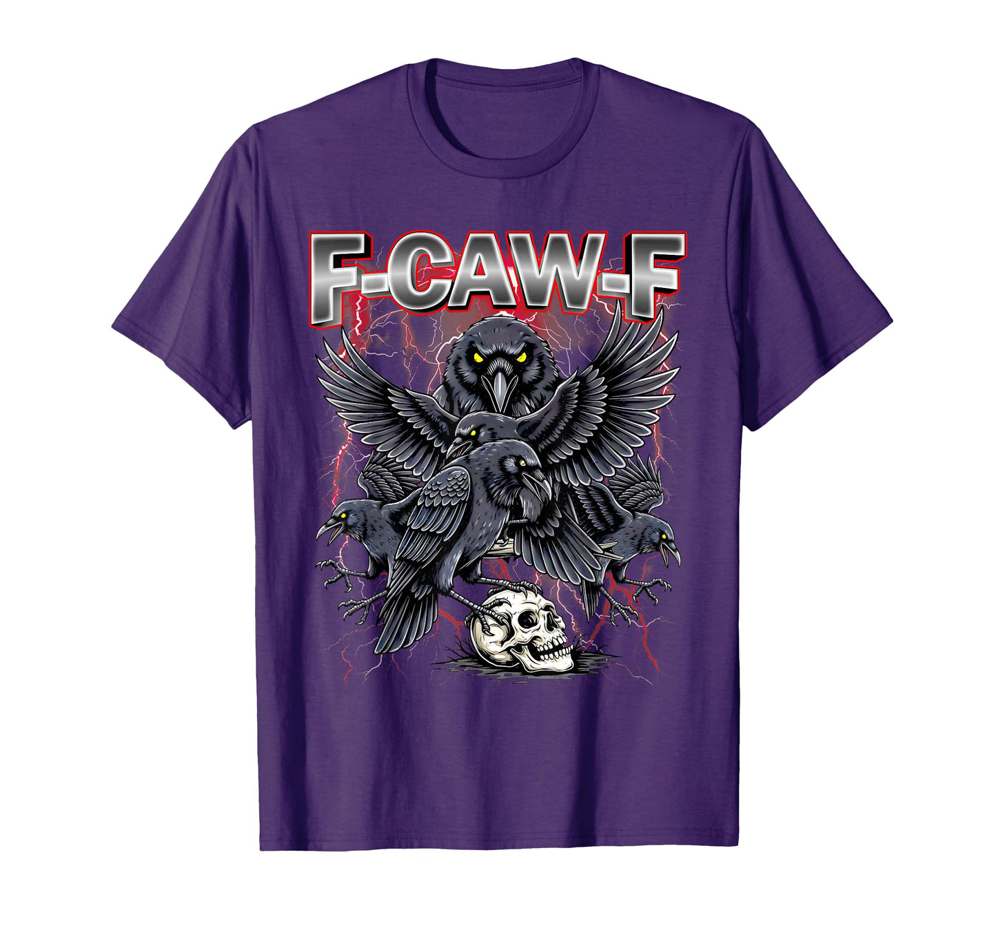 Funny Crow F-CAW-F Graphic Gothic Black Raven Moon Halloween T-Shirt