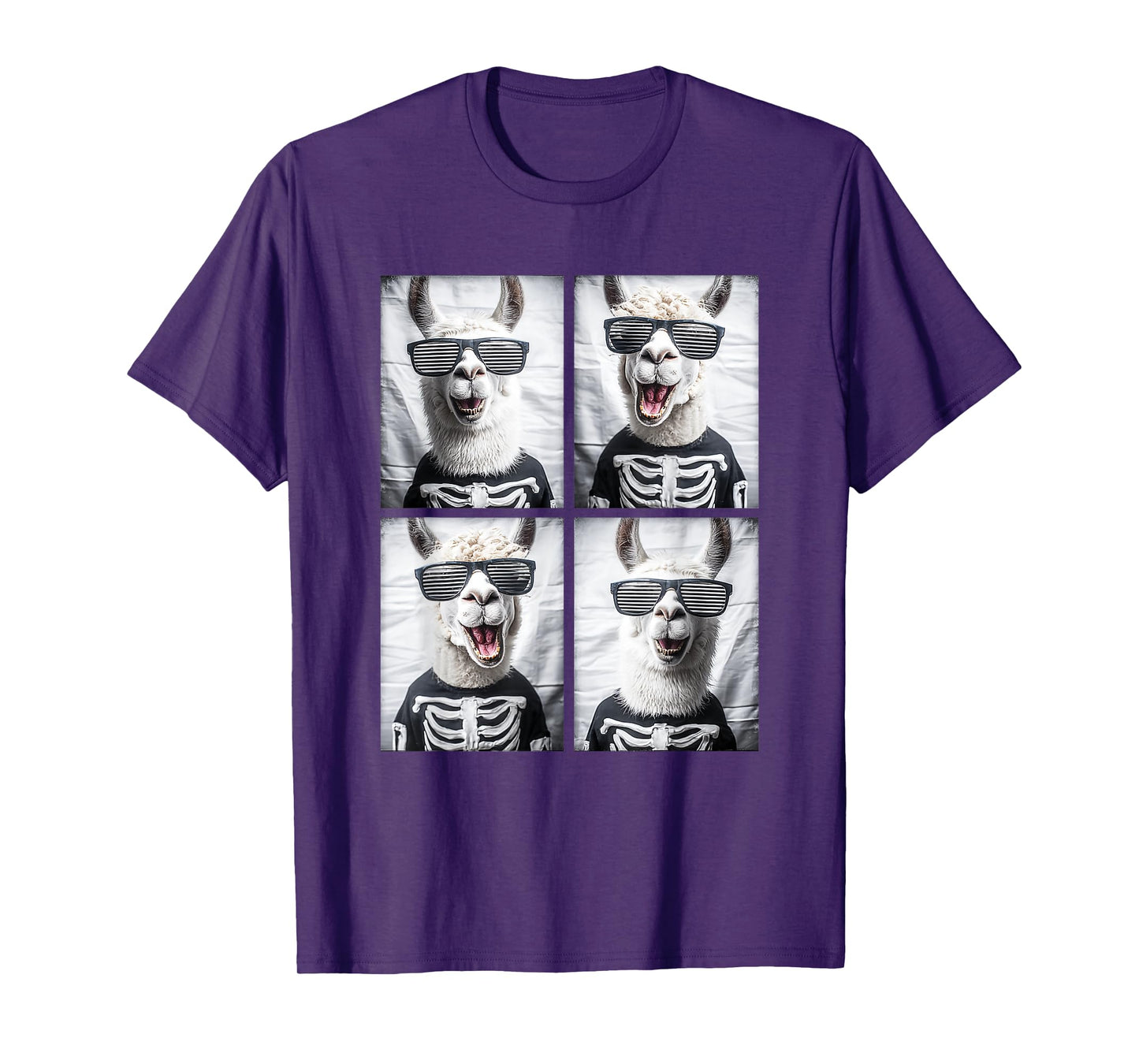 Cute Llamas with Sunglasses Skeleton Costume Funny Halloween T-Shirt