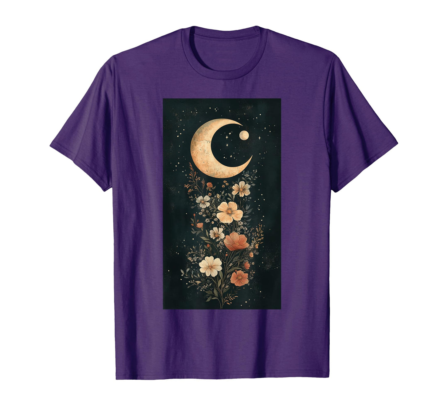 Vintage Botanical Moon Floral art Celestial T-Shirt