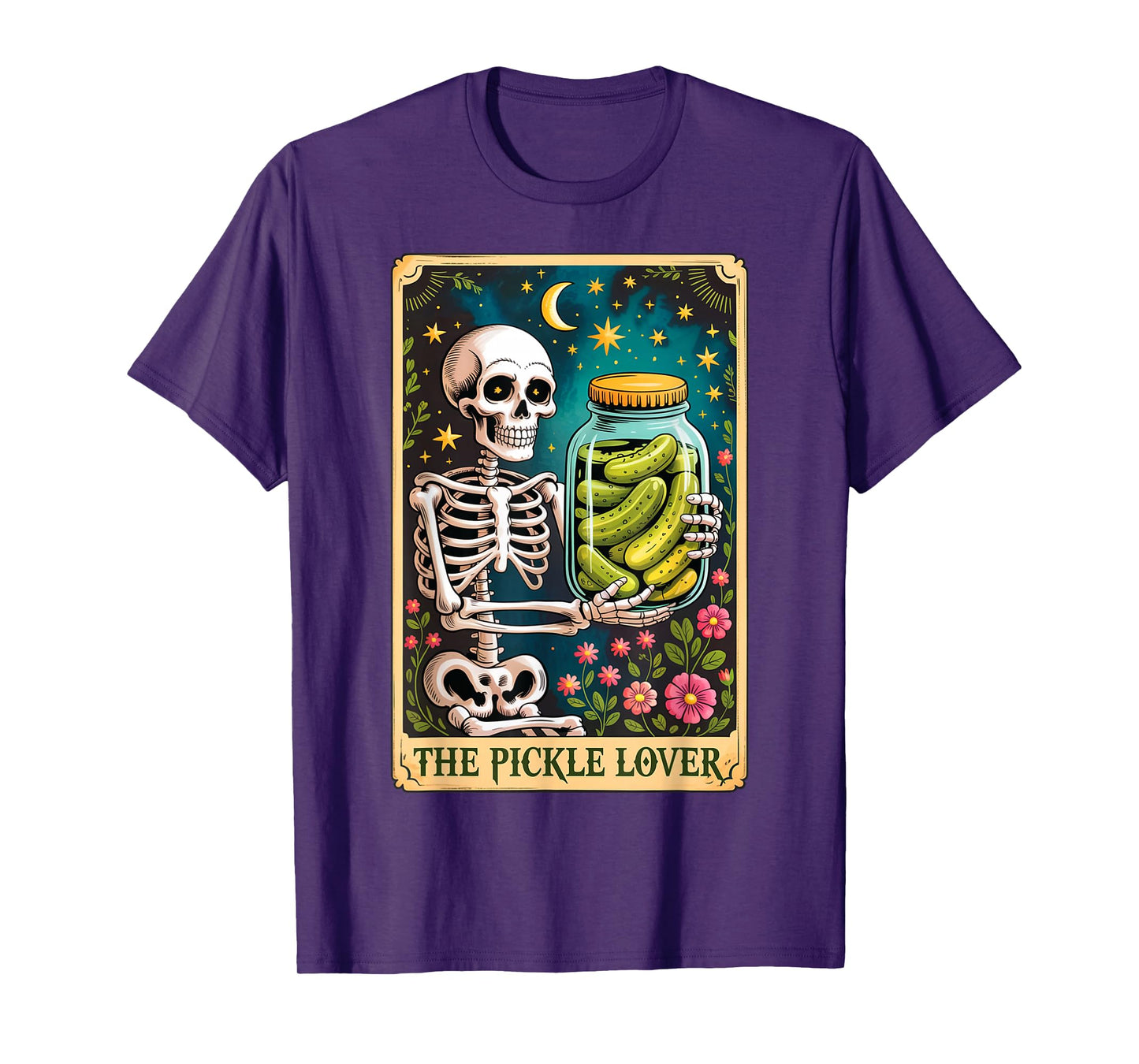 The Pickle Lover Tarot Card Funny Pickle Skeleton Halloween T-Shirt