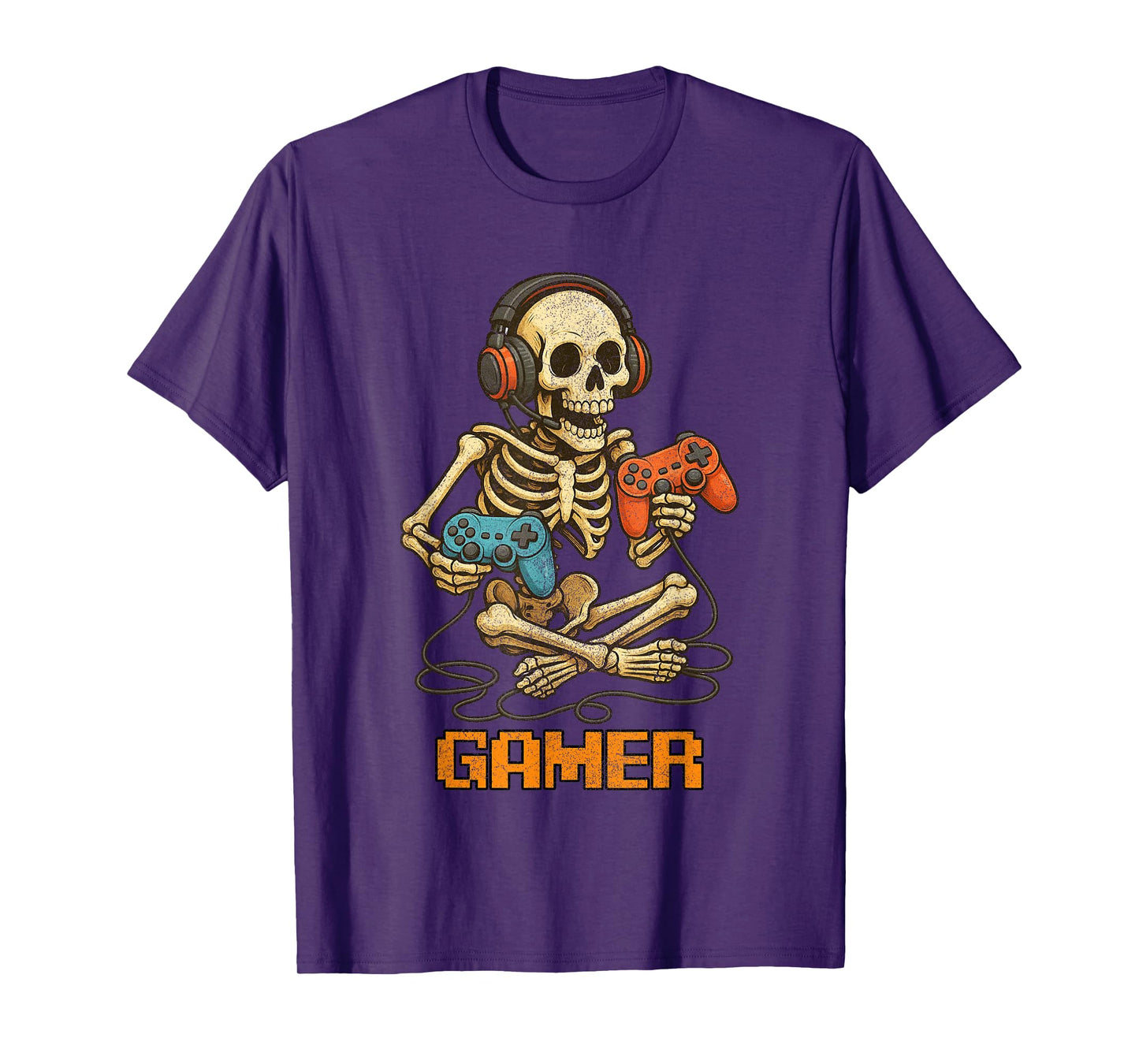 Halloween Skeleton Gamer Video Gaming Funny Skeleton Gaming T-Shirt