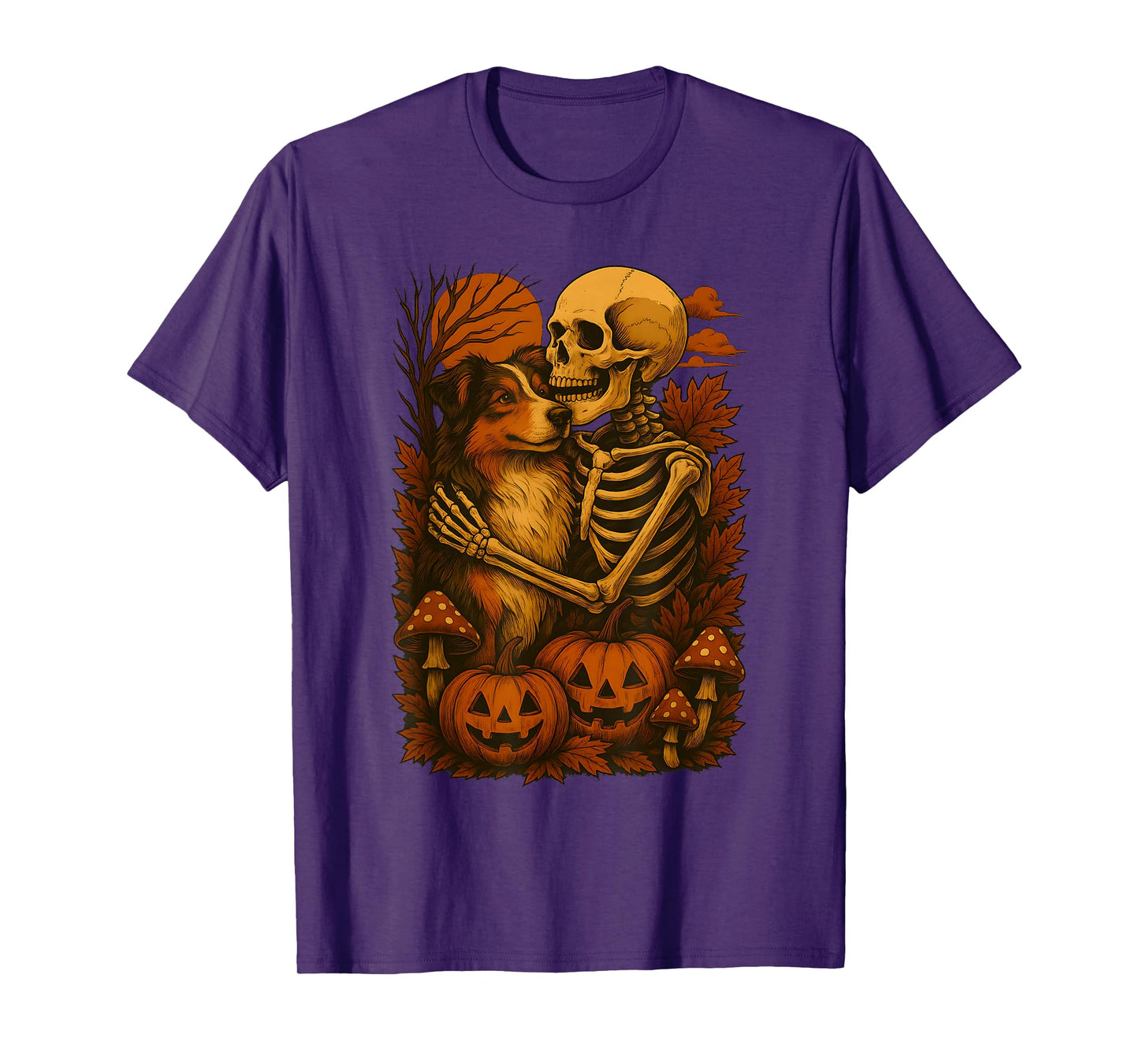 Skeleton Hugging Australian Shepherd T-Shirt