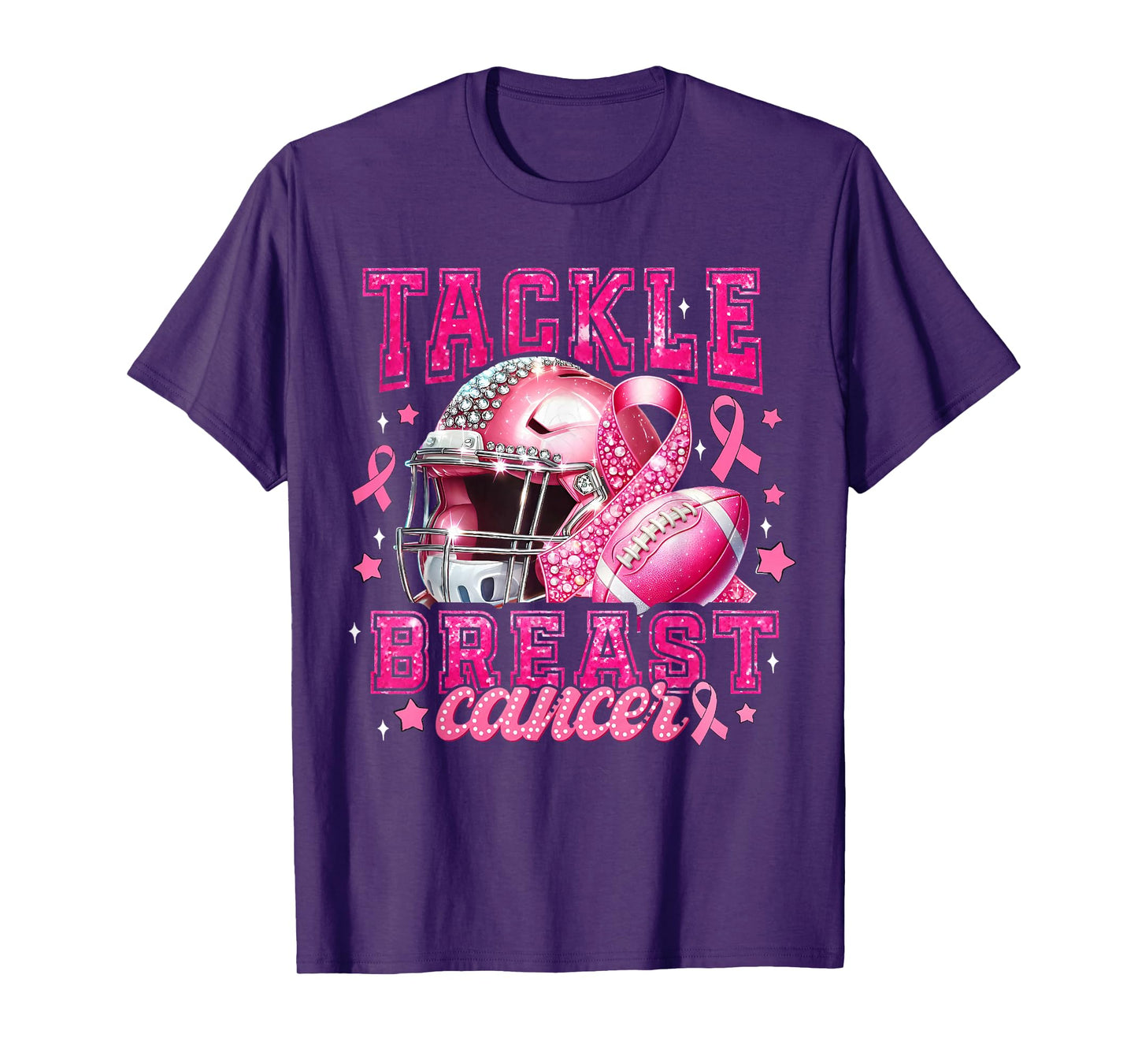 Tackle Breast Cancer Awareness Pink Ribbon American Football T-Shirt