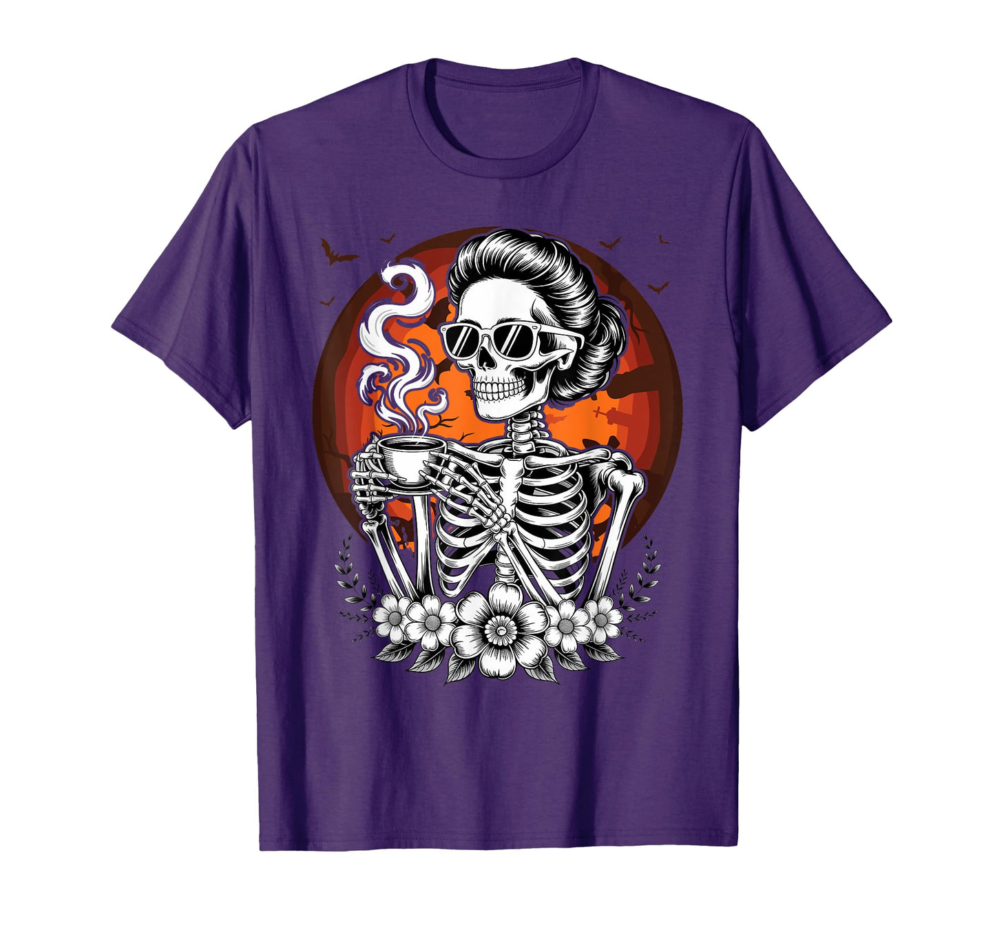 Halloween Skeleton Coffee Funny Costume Mom Women Girls Teen T-Shirt