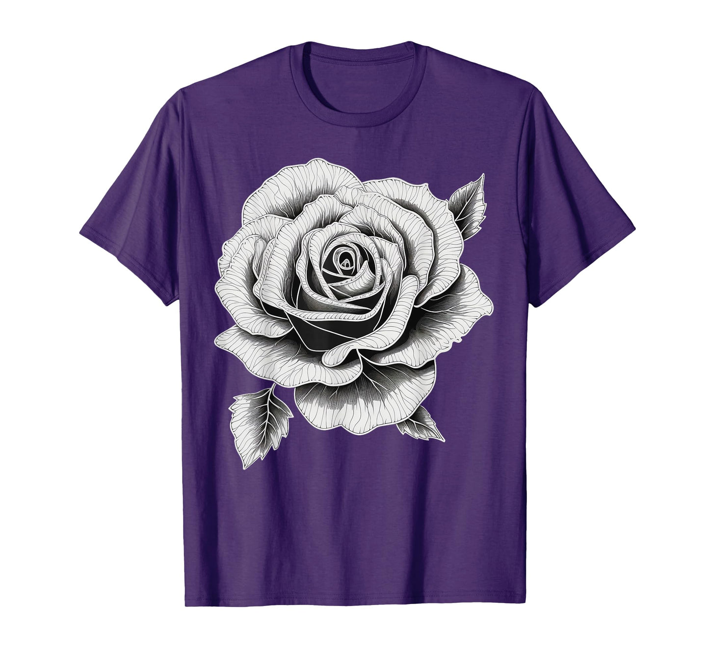 Black and White Rose men and Rose womens T-Shirt