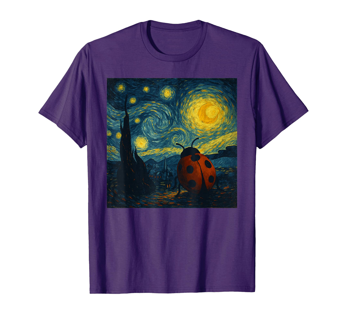 Starry Night Van Gogh Ladybug Funny Graphic T-Shirt