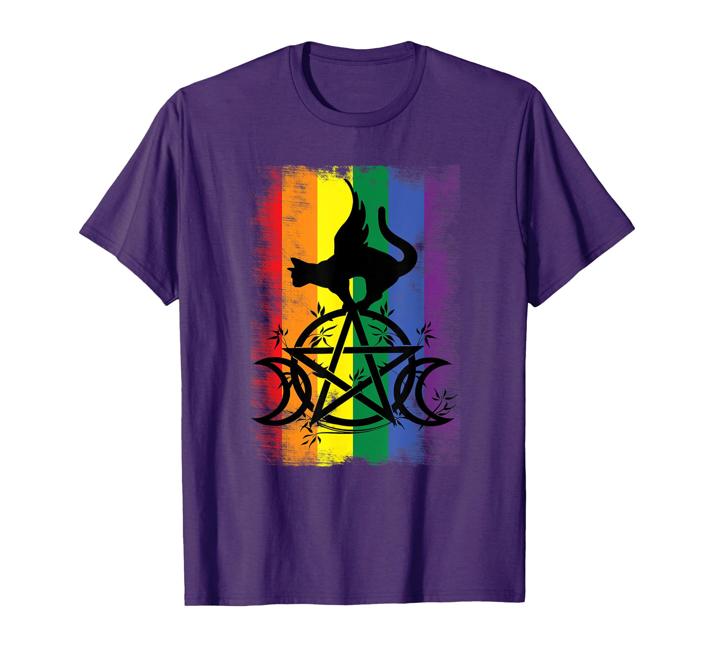 Gay Witch Pride Flag Triple Moon Pentacle Wicca Pagan LGBTQ T-Shirt