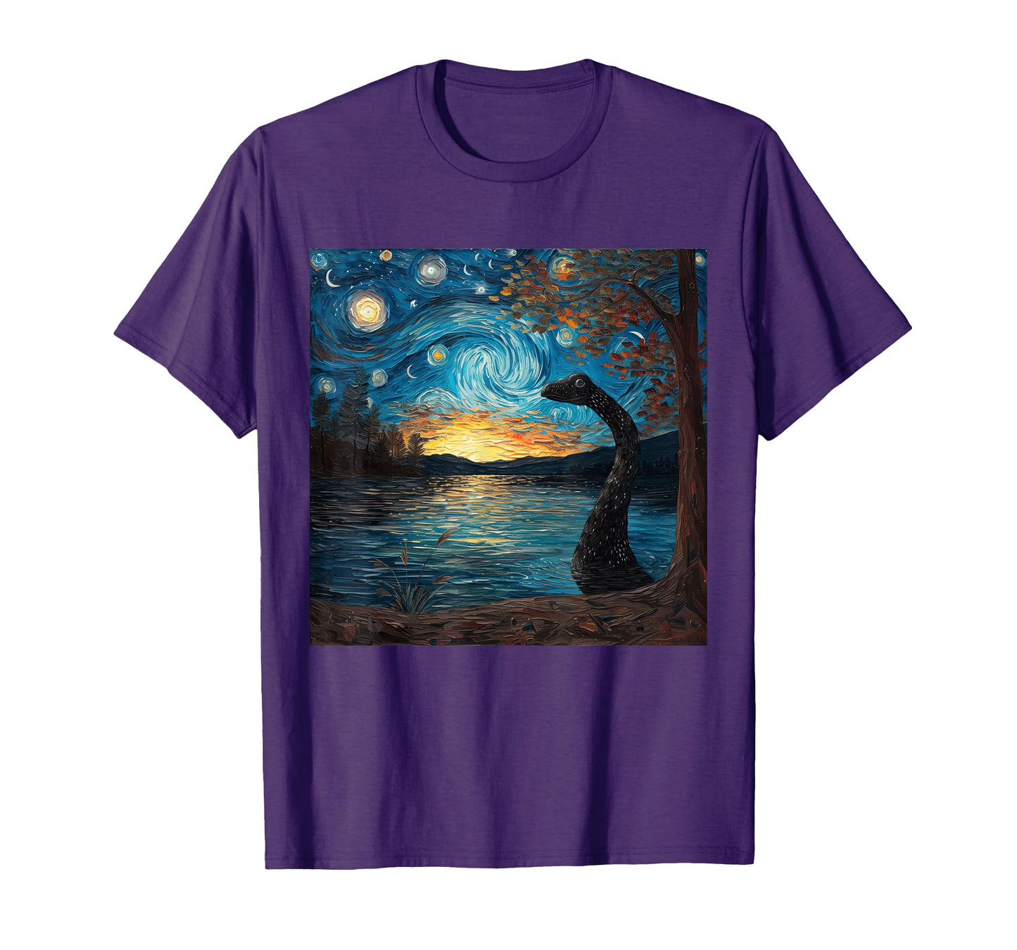 Loch Ness Monster Starry Night Van Gogh Style Nessie T-Shirt
