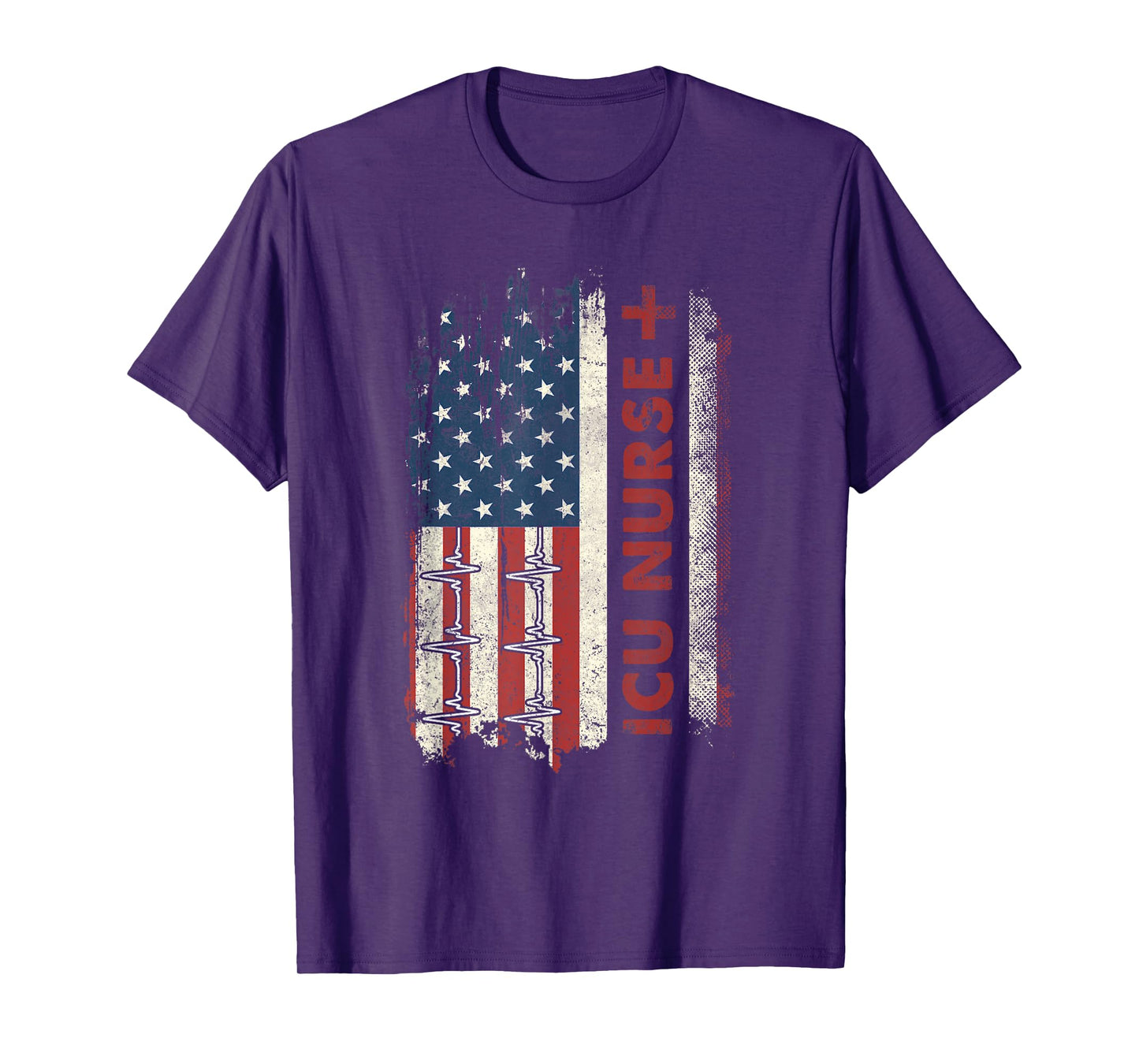 ICU Nurse Flag Patriotic Nurse 4th Of July American Flag T-Shirt