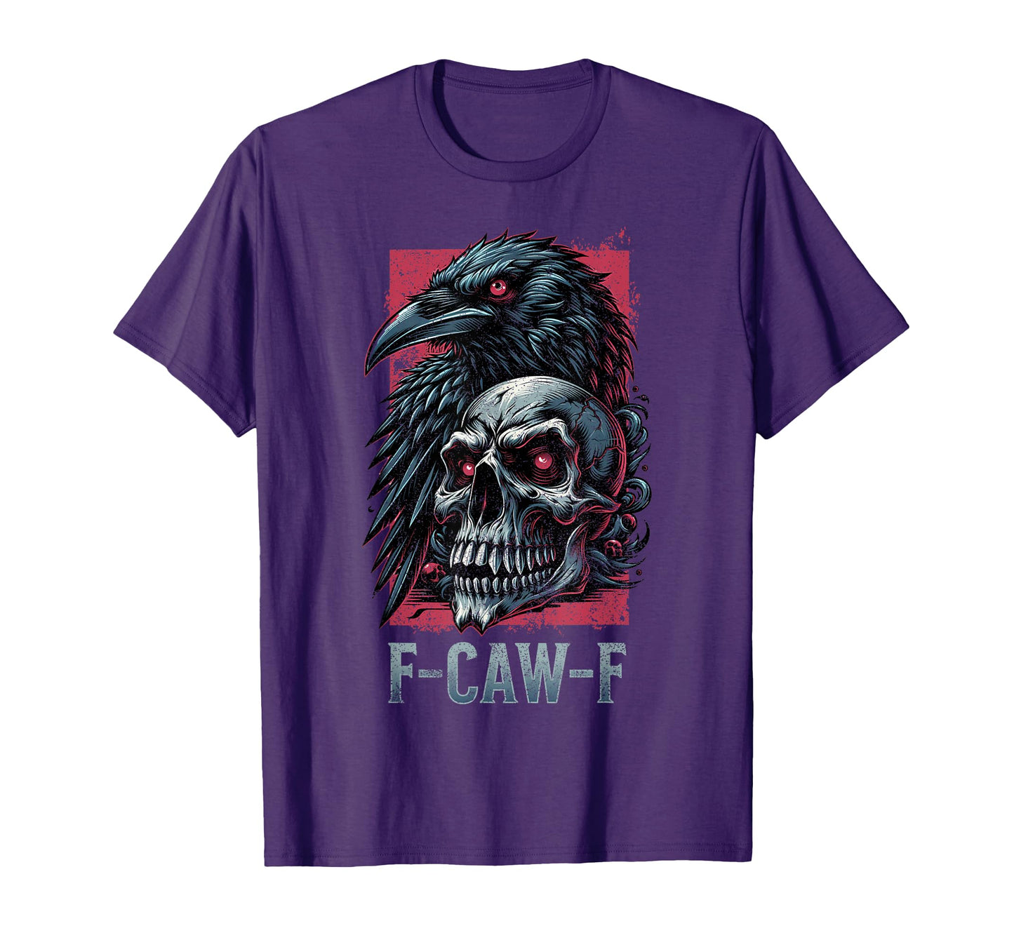 Fun Black Crow F-Caw-F Raven Skull Bird Goth Adult Humor T-Shirt