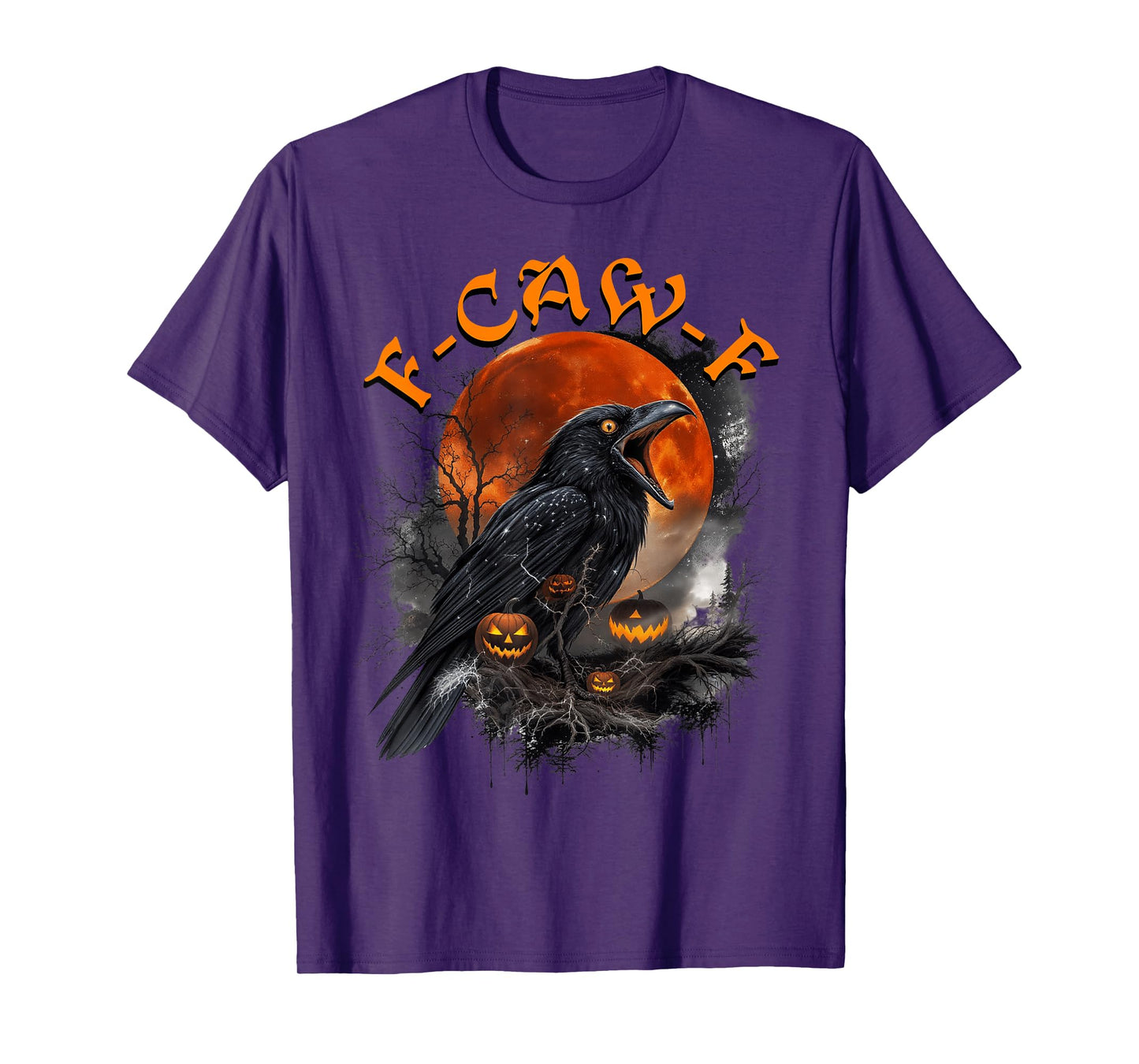 Gothic Halloween Crow F-Caw-F Funny T-Shirt