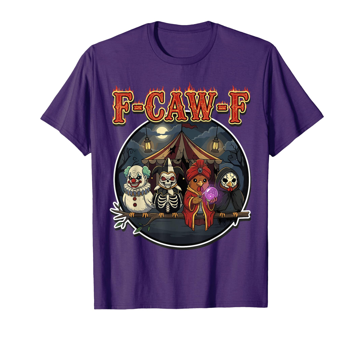 F-Caw-F Funny Creepy Carnival Crow Halloween Art T-Shirt