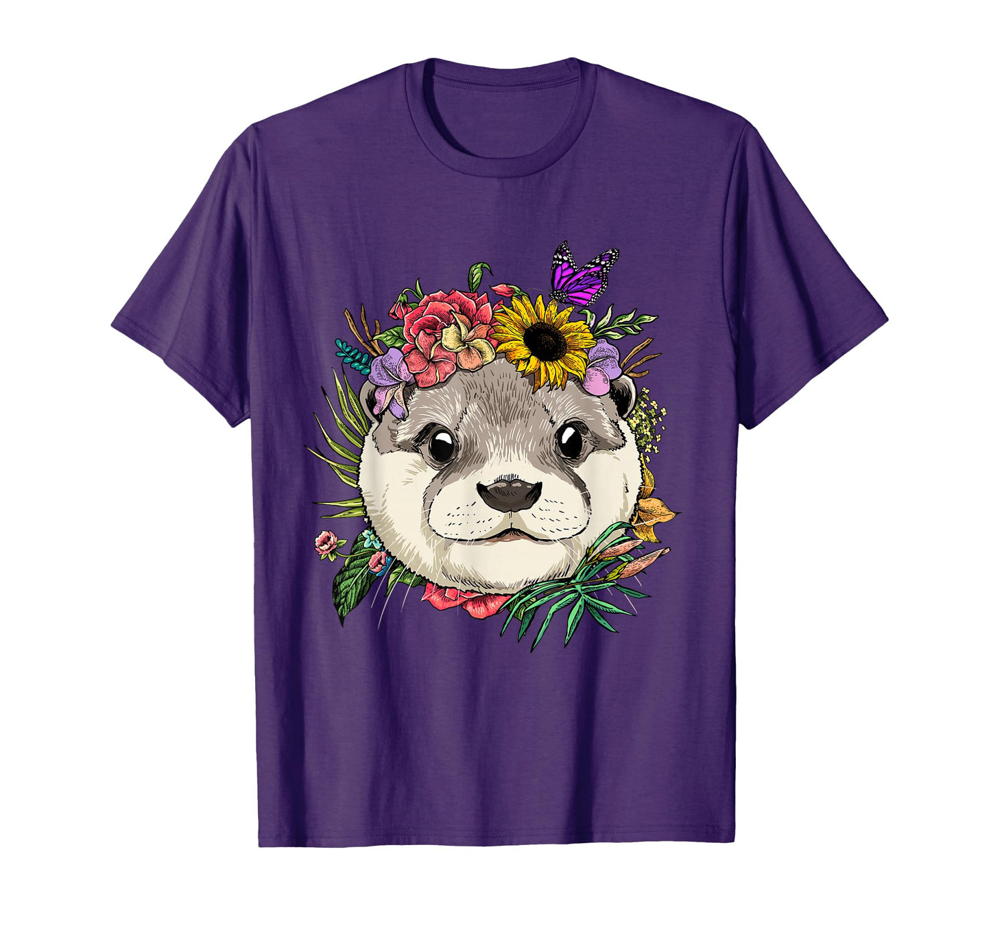 Floral Otter Spring Nature Otter Animal Lovers T-Shirt