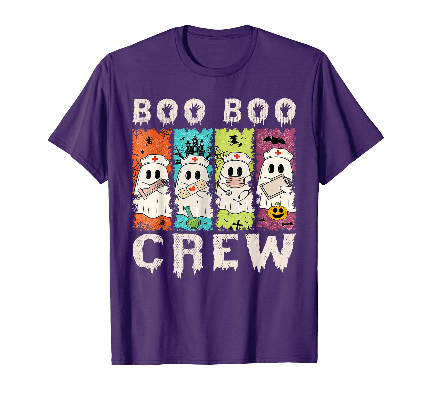 Boo Boo Crew Nurse Ghost Scrub Top Nursing Halloween Costume T-Shirt