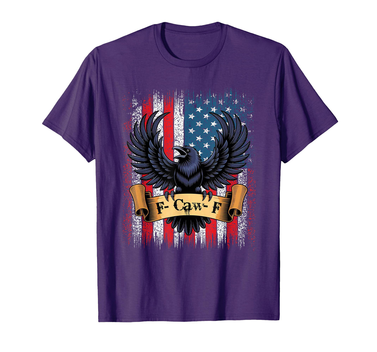 F-Caw-F Black Crow Black Bird Retro USA Flag Vintage F-Caw-F T-Shirt