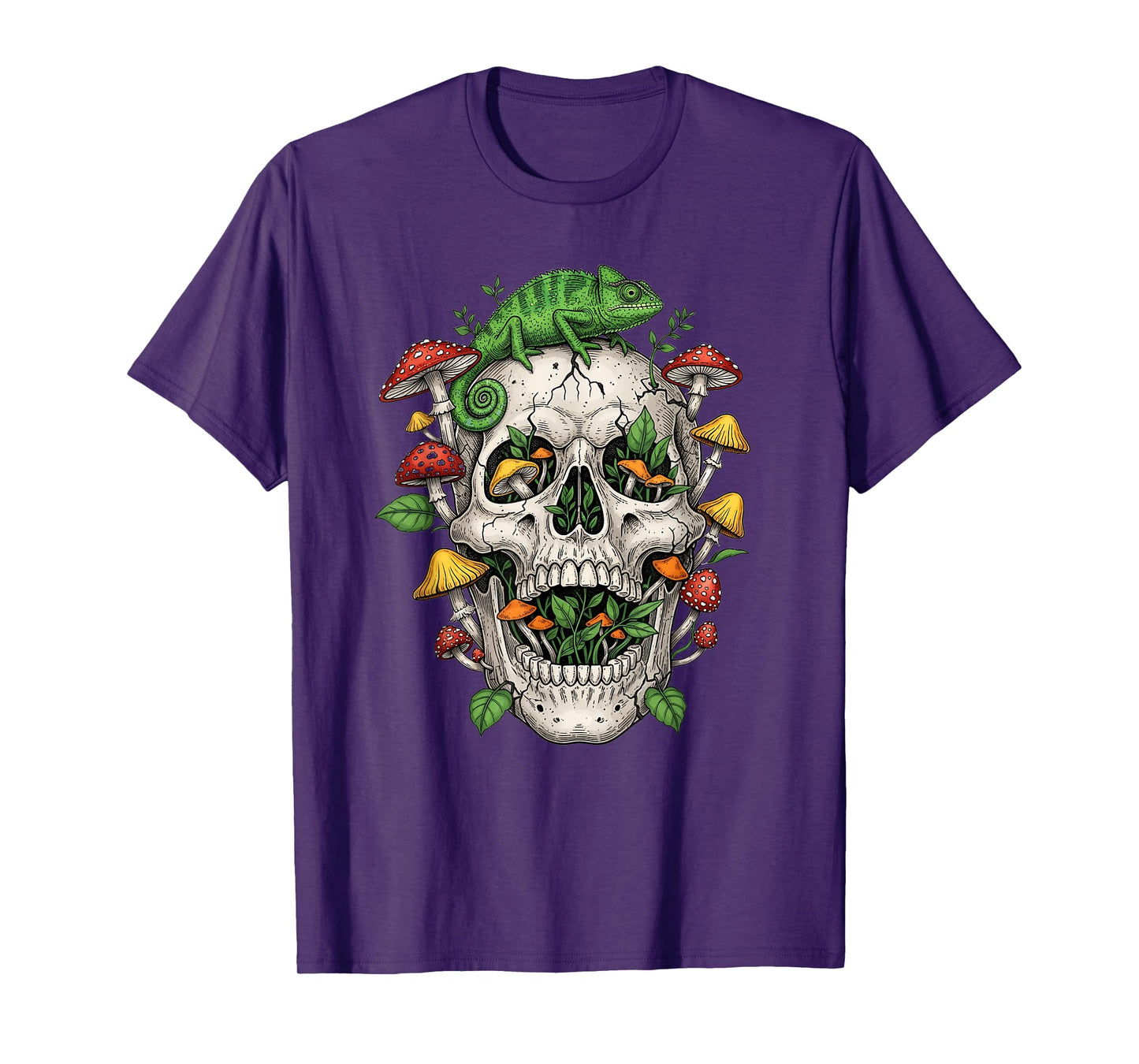 Skeleton Horror Goth Morel Mushroom Art T-Shirt