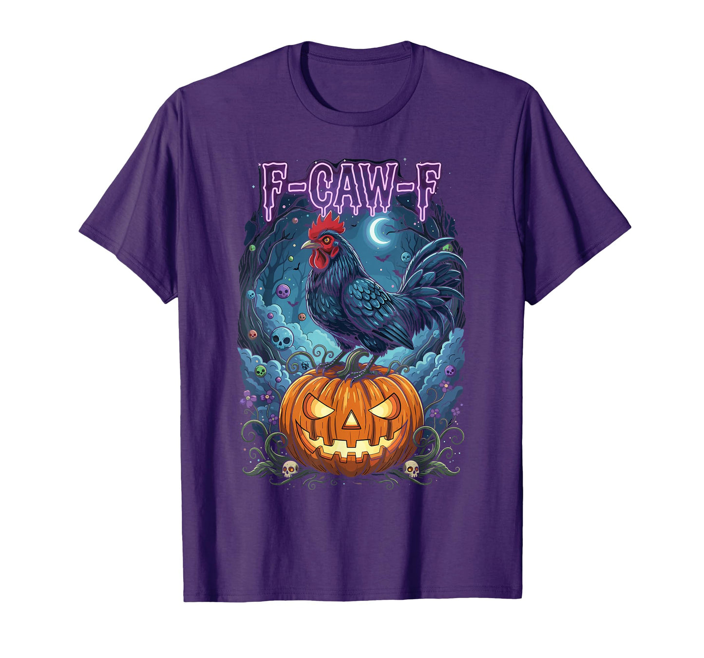 F-Caw-F Funny Rooster Pumpkin Halloween Meme Art T-Shirt