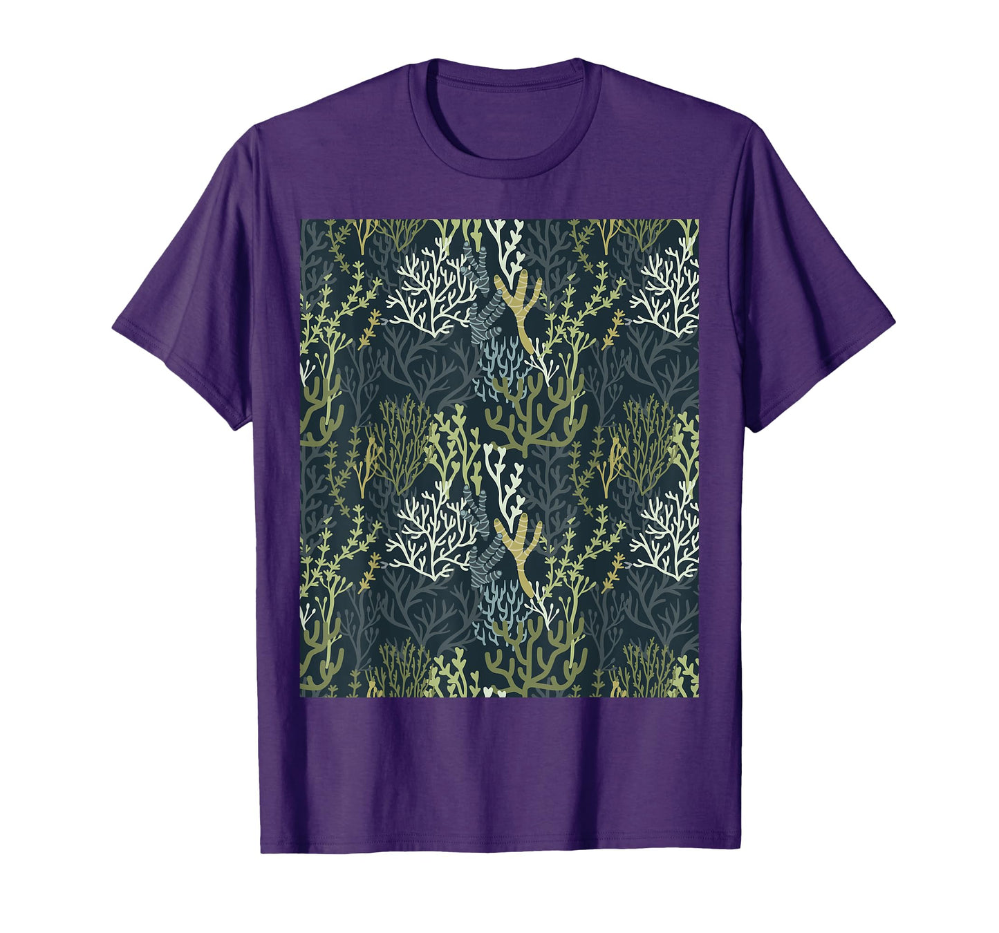 Coastal Grandma Beachy Green Coral Reef Pattern Men Women T-Shirt