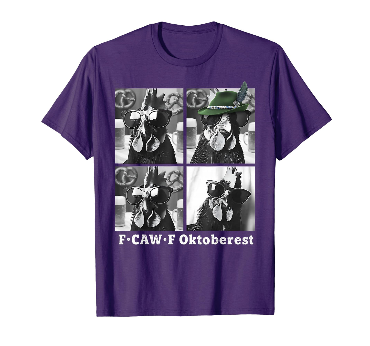 Rooster Chicken Oktoberfest Sunglasses Photobooth Selfie T-Shirt