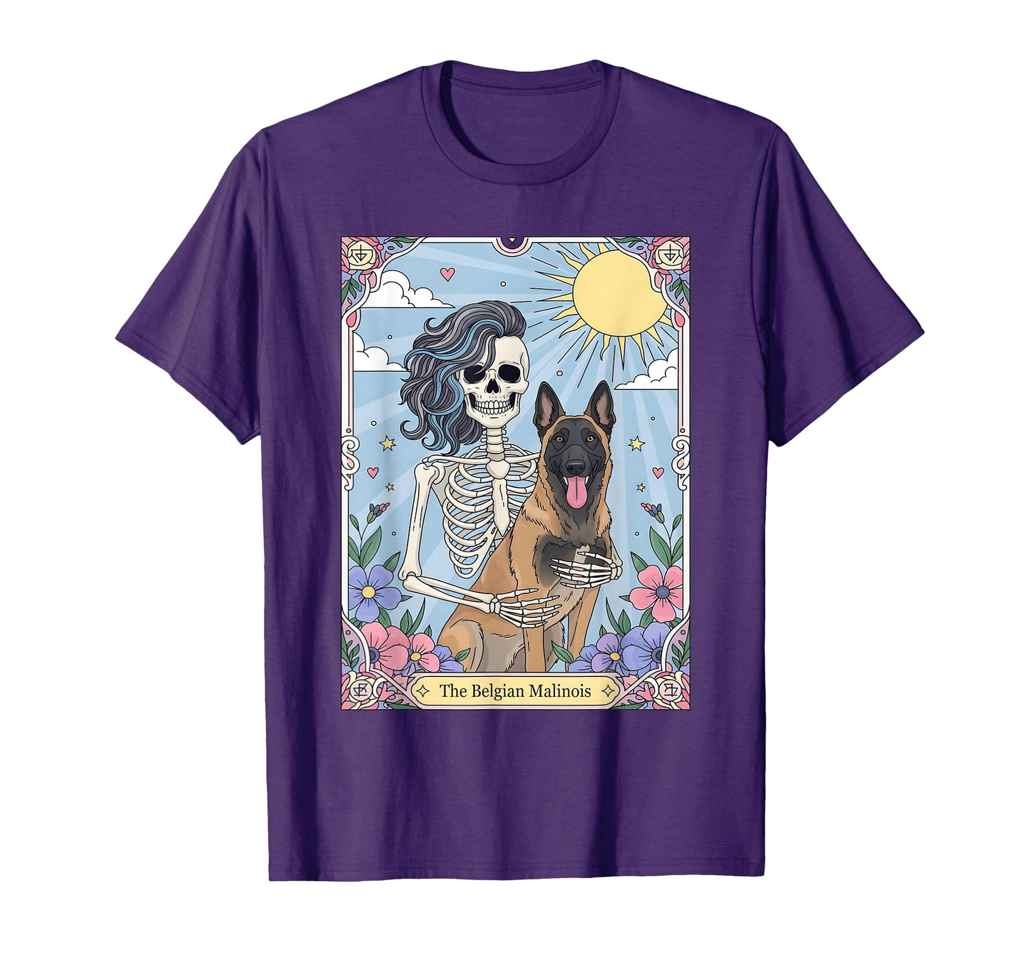 Belgian Malinois Dog Tarot Card Halloween Costume Skeleton T-Shirt