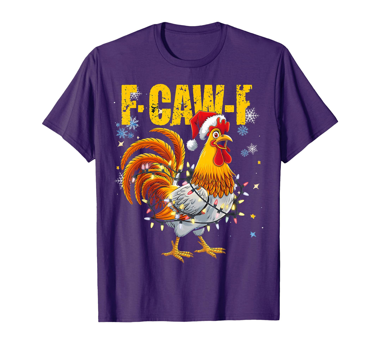 F-CAW-F Funny Christmas Rooster Holiday Festive Chicken Xmas T-Shirt