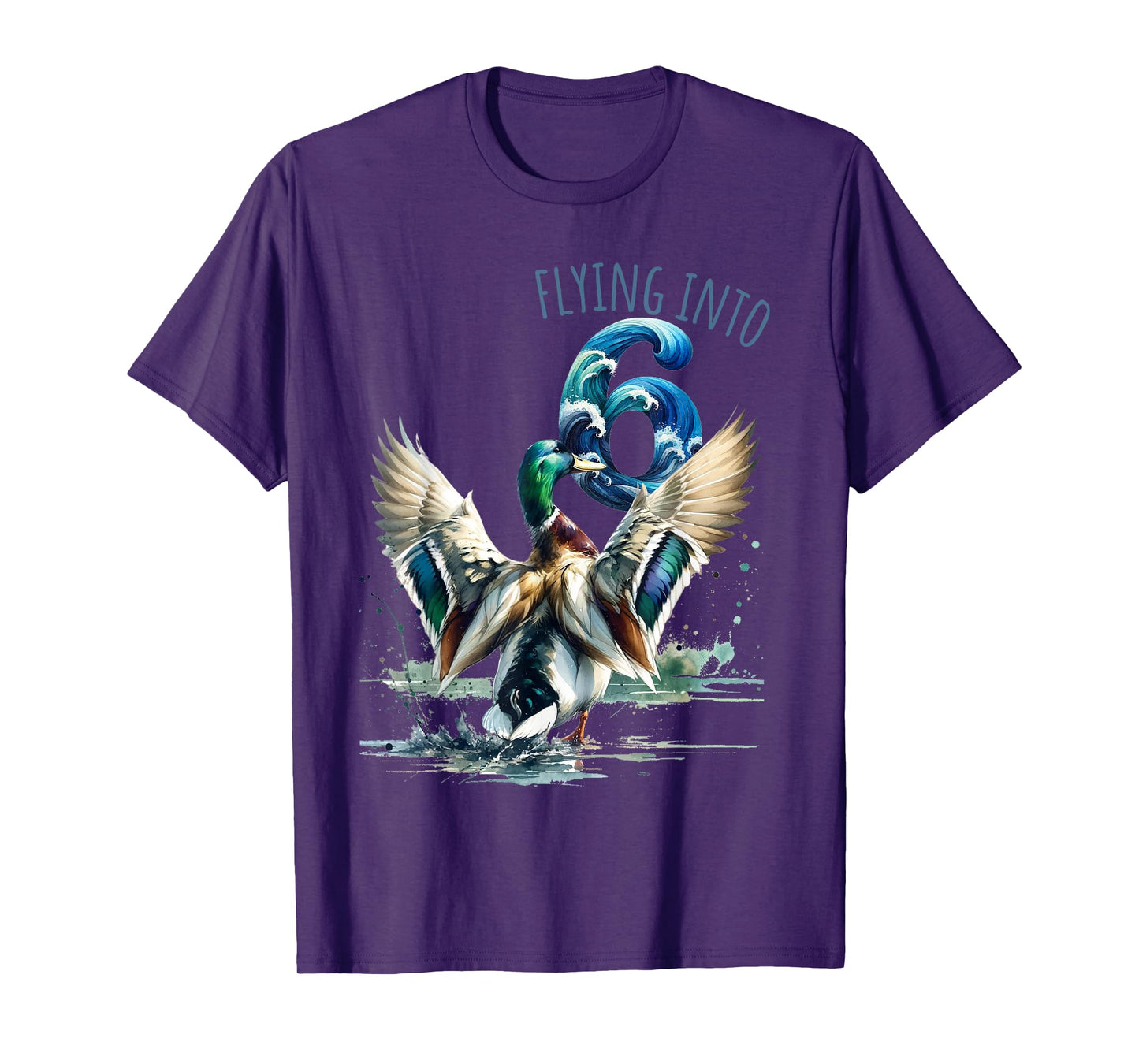 Flying into 6 Duck Hunting 6th Birthday Party 6 Year Old T-Shirt