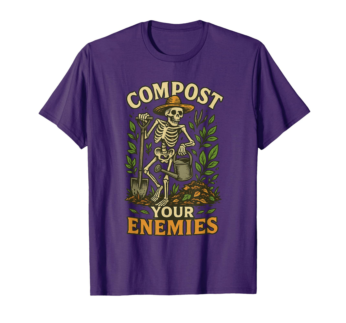 Funny Compost Your Enemies Gardening Skeleton Shirt T-Shirt