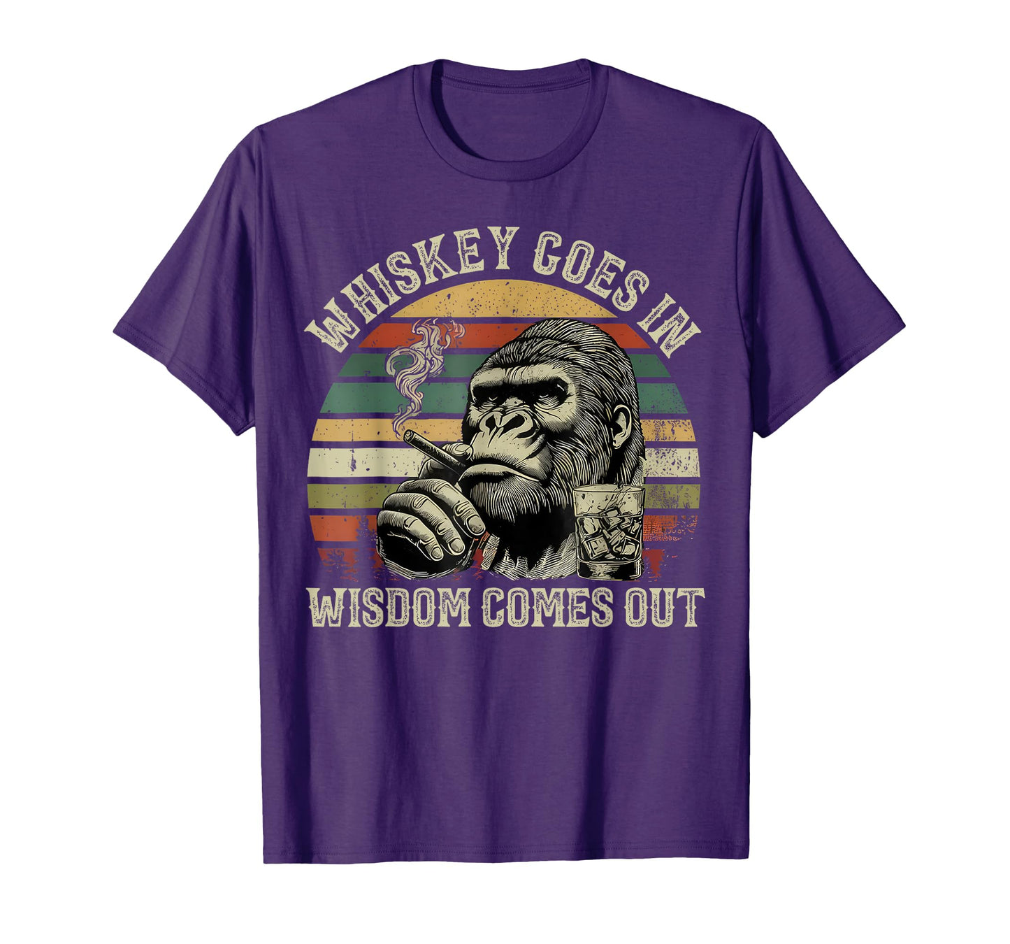 Whiskey Goes in Wisdom Comes Out Funny Monkey T-Shirt