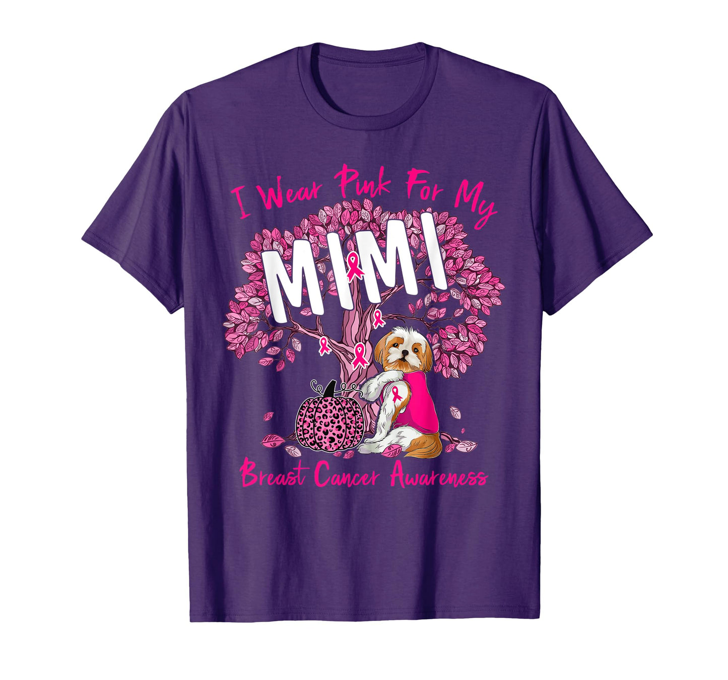 I Wear Pink For My Mimi Breast Cancer Awareness Shih Tzu Dog Men Women Kids T-Shirt