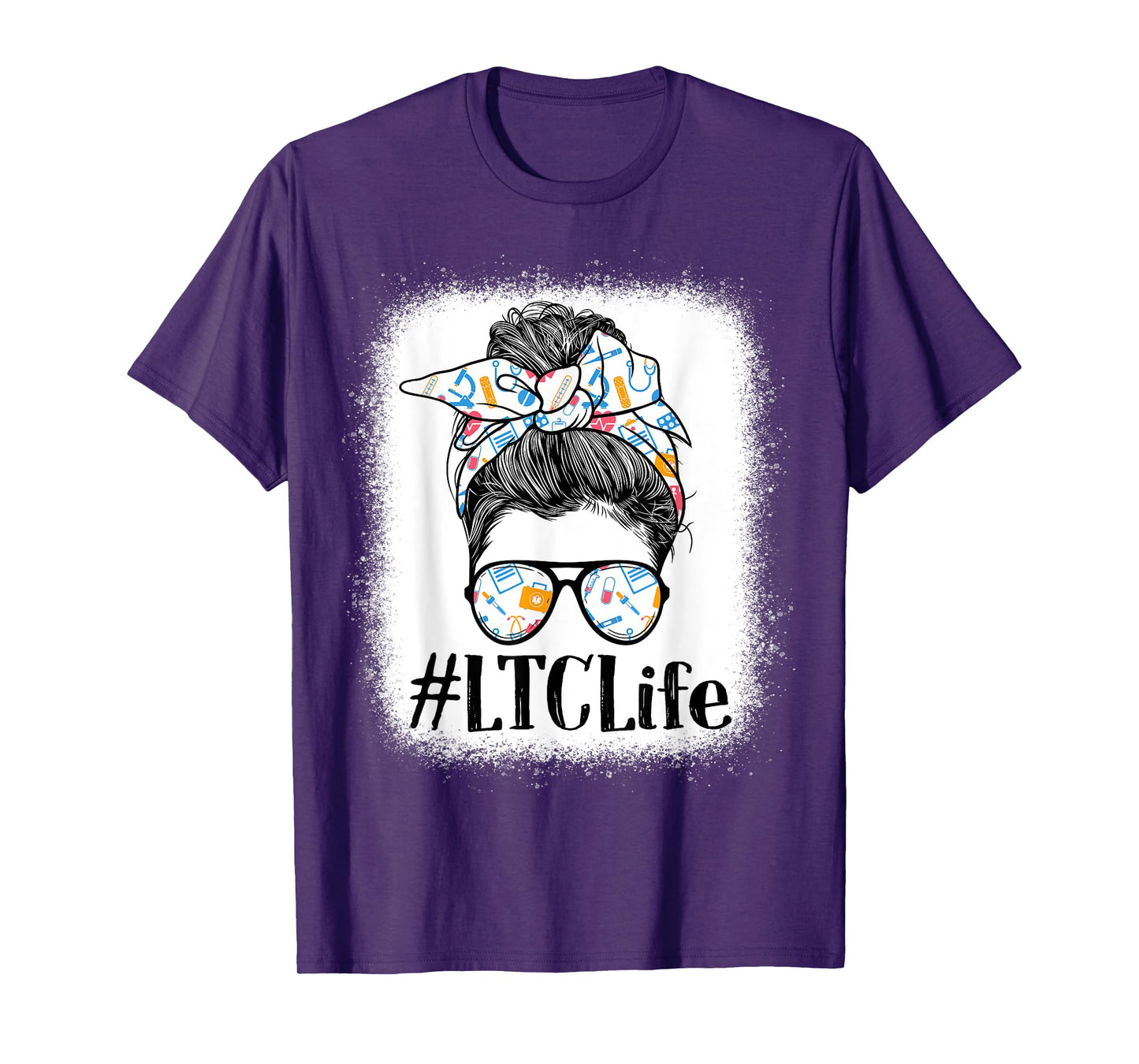 LTC Long-Term Care Nurse Life Appreciation Day Messy Bun T-Shirt